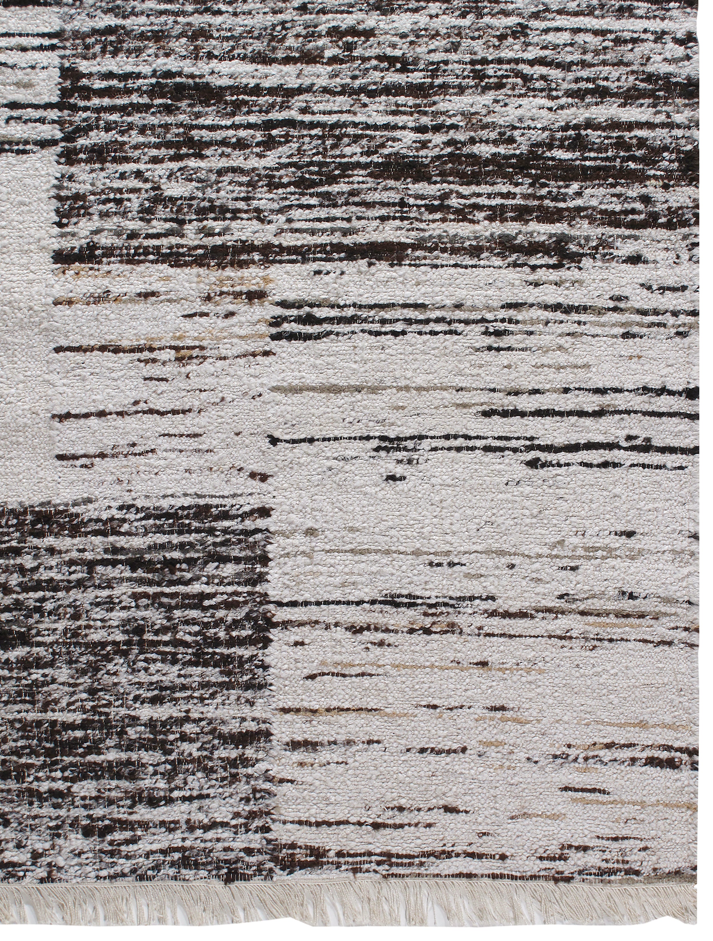 Monochrome Abstract Wool Rug in Charcoal, Ivory, and Taupe Blocks