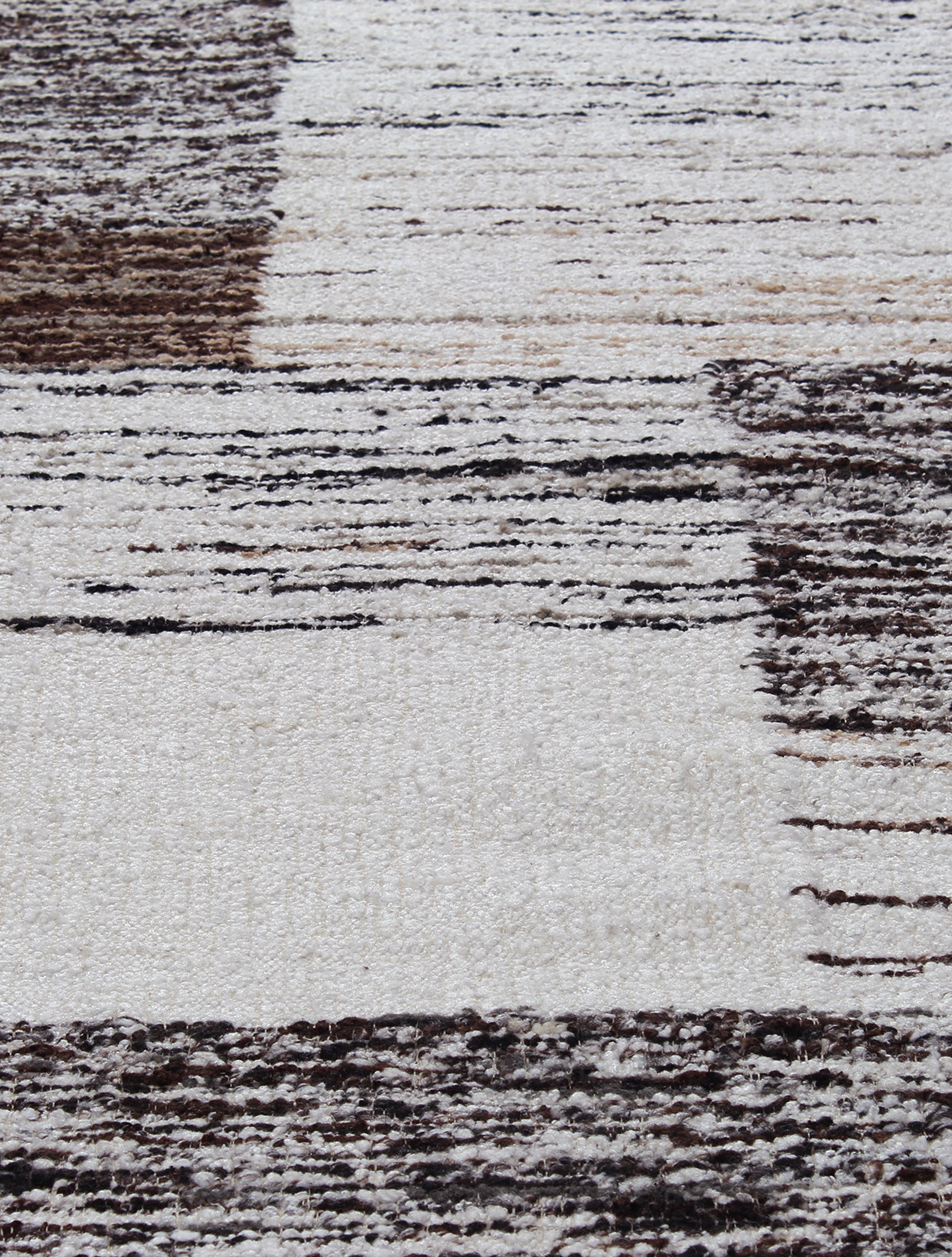 Monochrome Abstract Wool Rug in Charcoal, Ivory, and Taupe Blocks