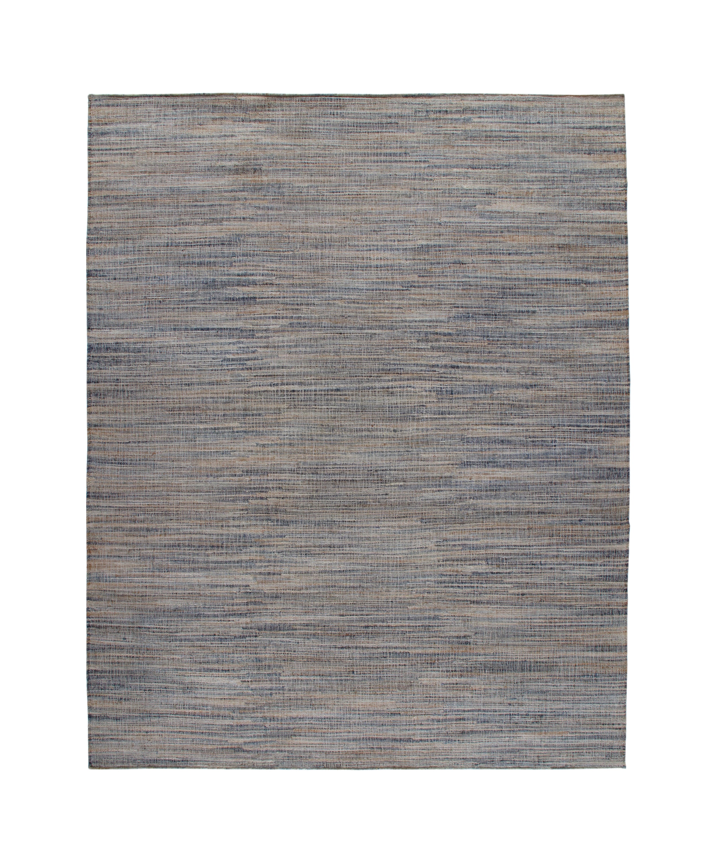 Textural Wool Flatweave Rug in Denim Blue and Driftwood Grey
