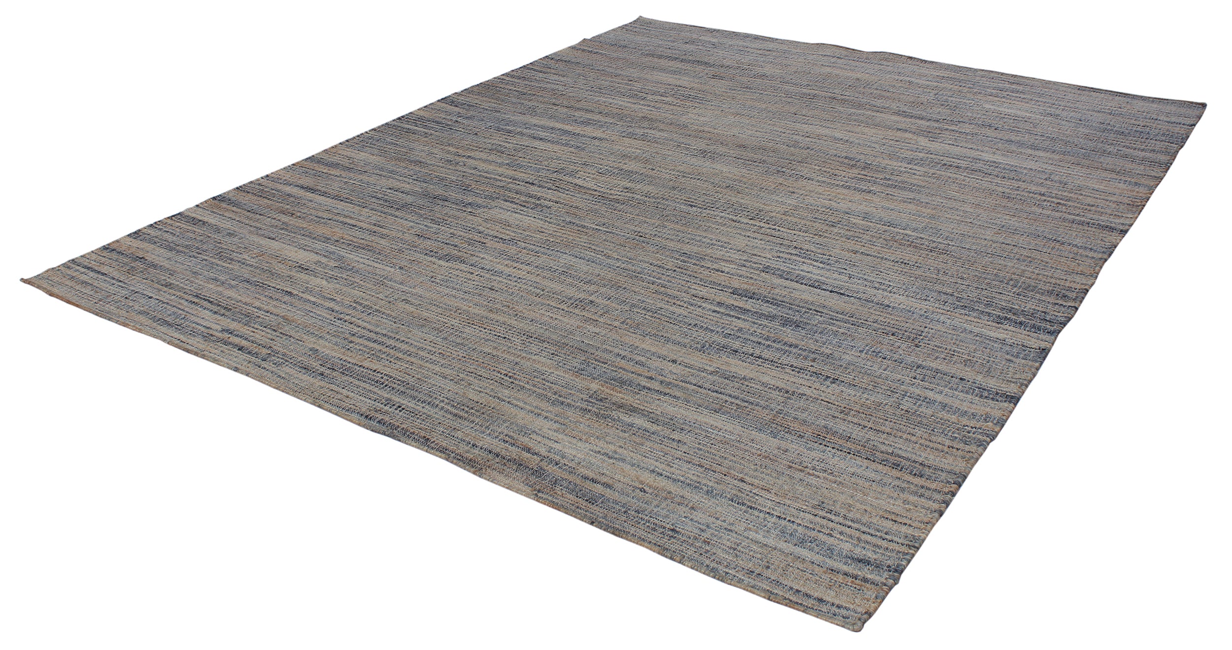 Textural Wool Flatweave Rug in Denim Blue and Driftwood Grey