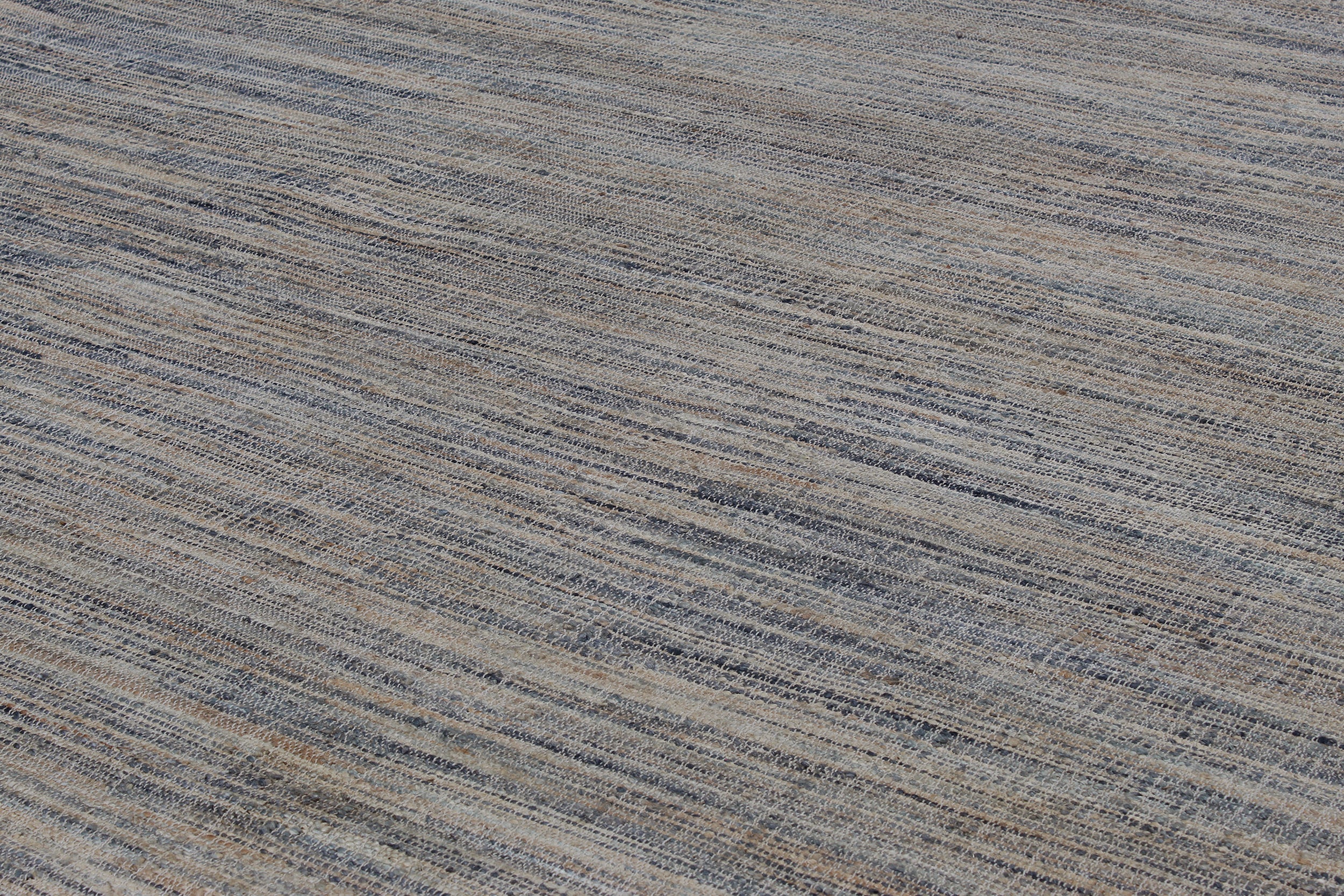 Textural Wool Flatweave Rug in Denim Blue and Driftwood Grey