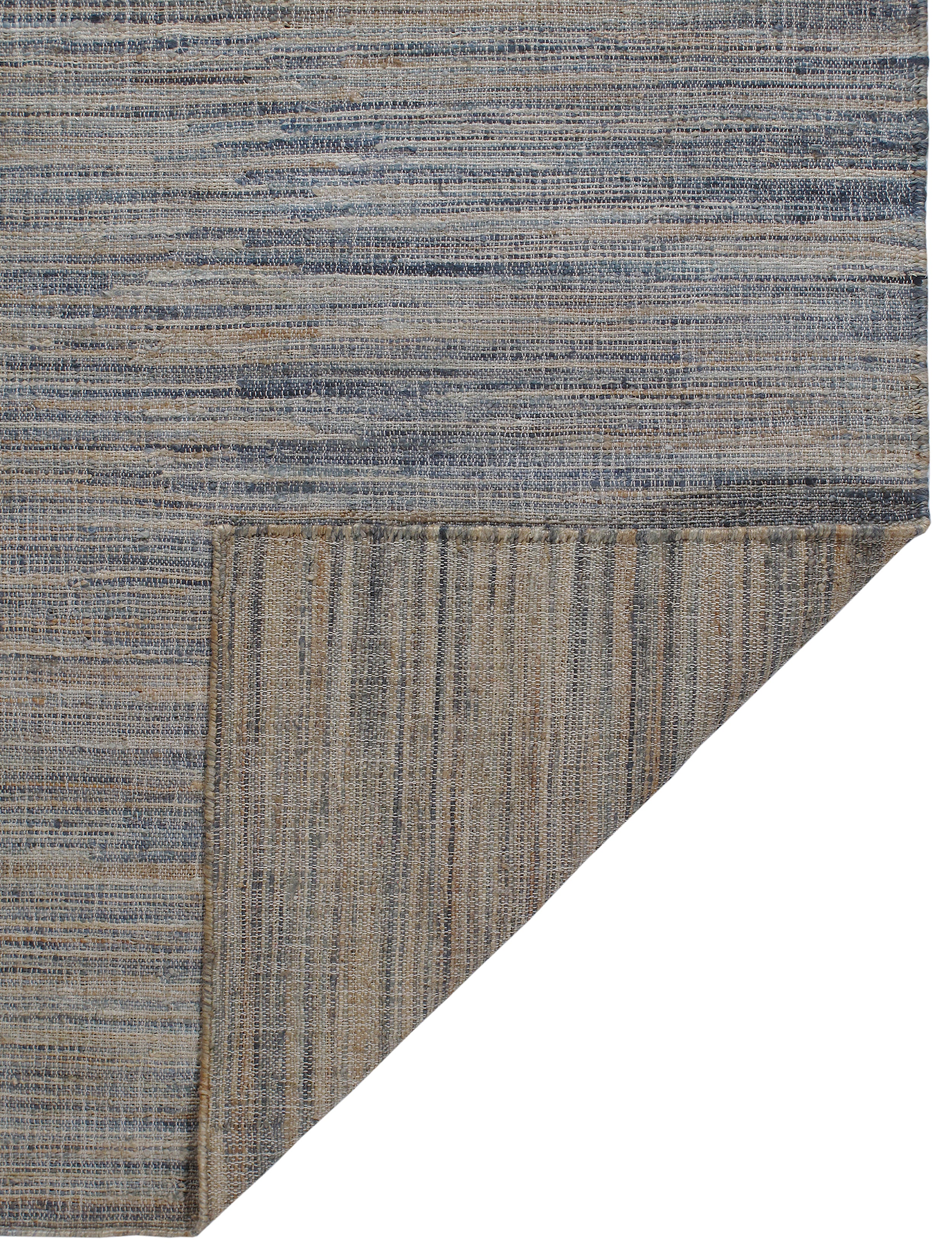 Textural Wool Flatweave Rug in Denim Blue and Driftwood Grey
