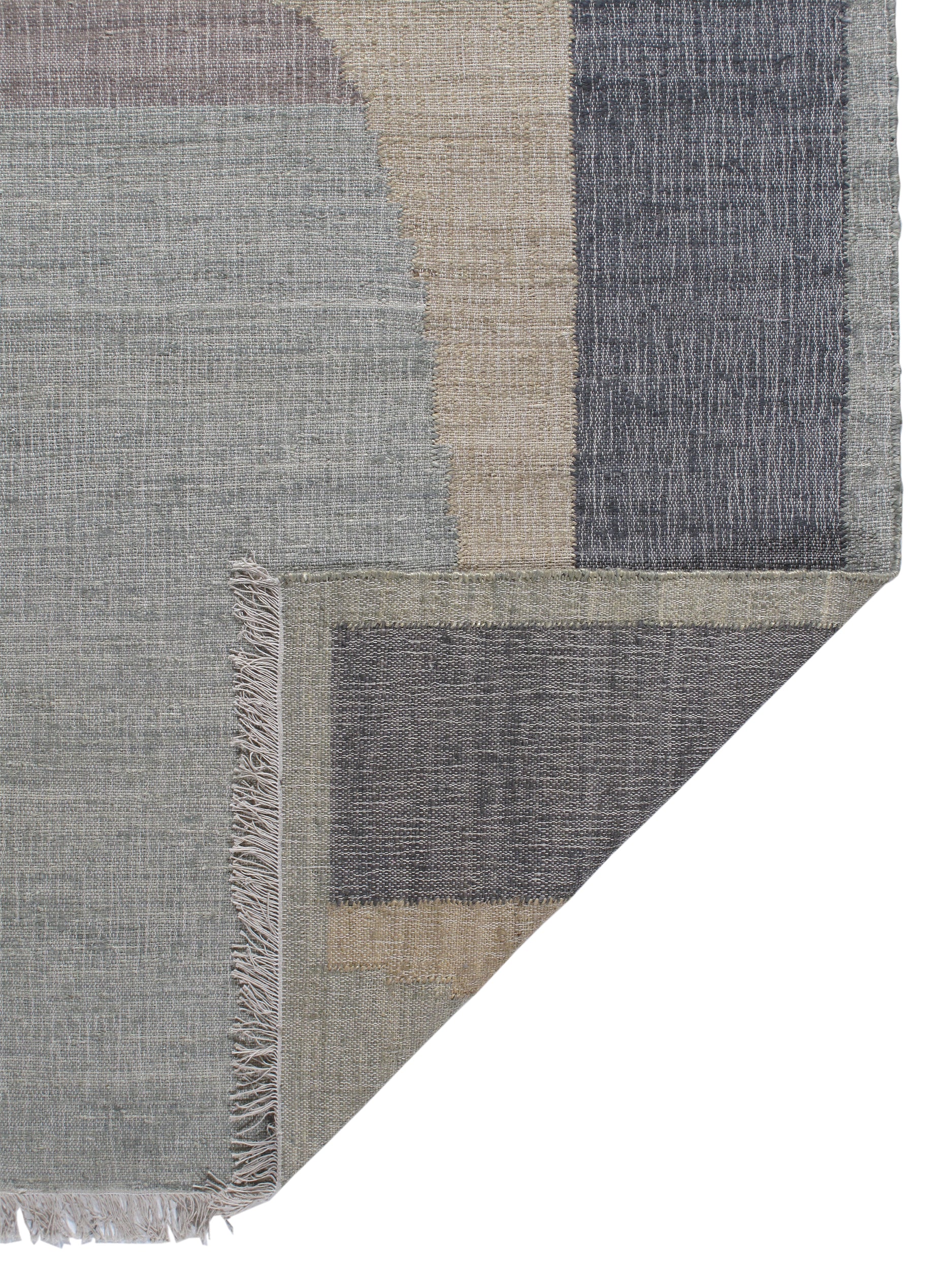 Modern Abstract Flatweave Rug in Slate, Sand, and Mineral Tones