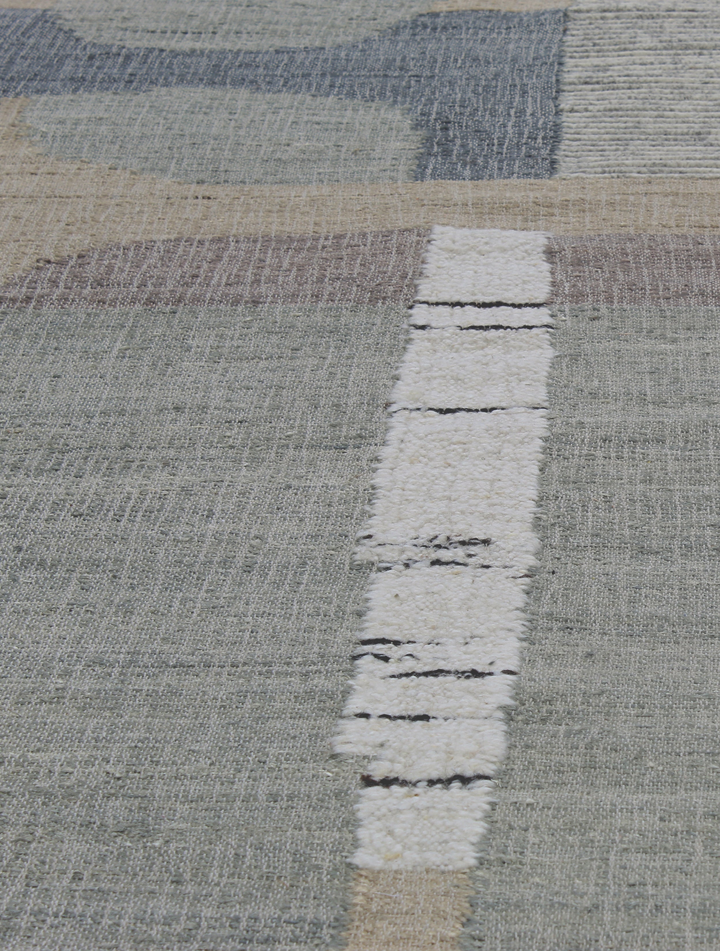 Modern Abstract Flatweave Rug in Slate, Sand, and Mineral Tones