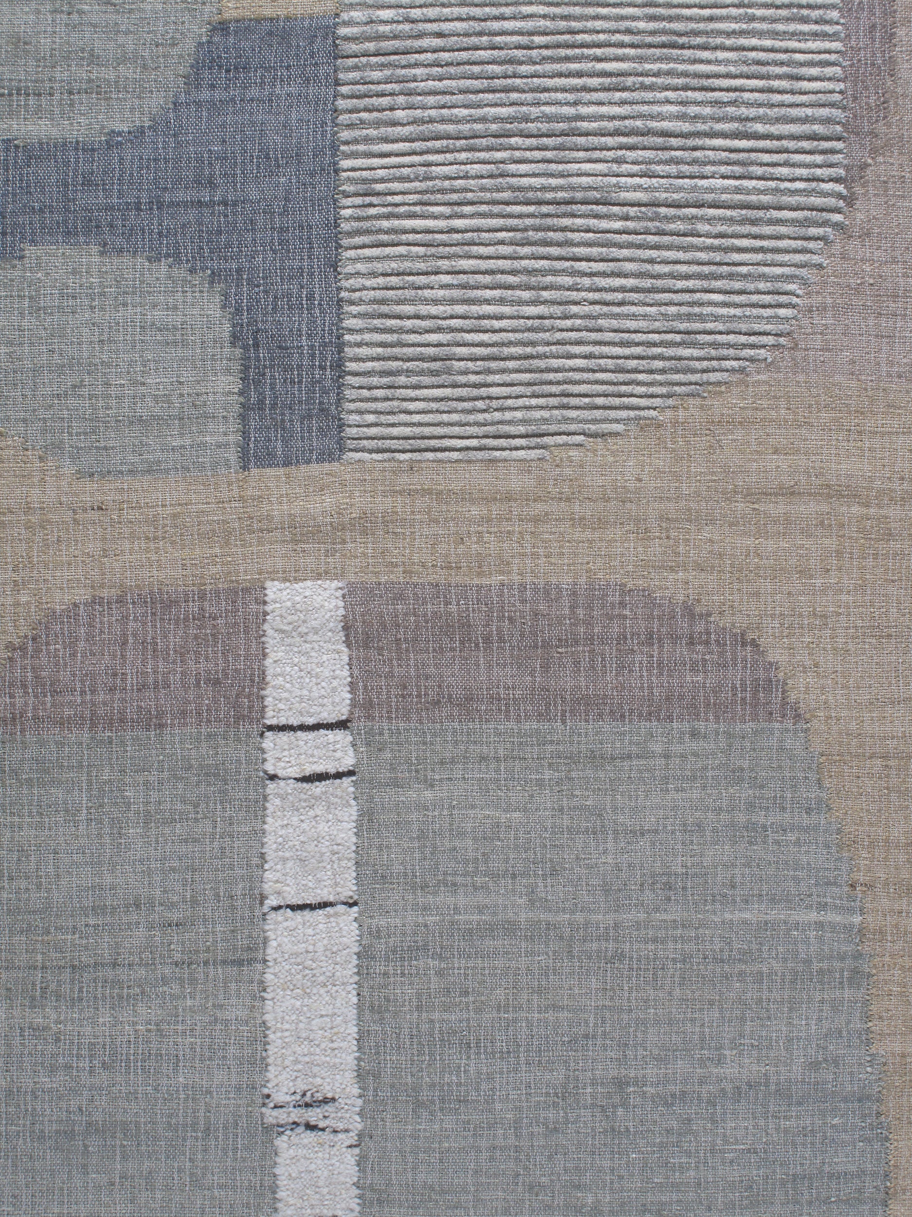 Modern Abstract Flatweave Rug in Slate, Sand, and Mineral Tones