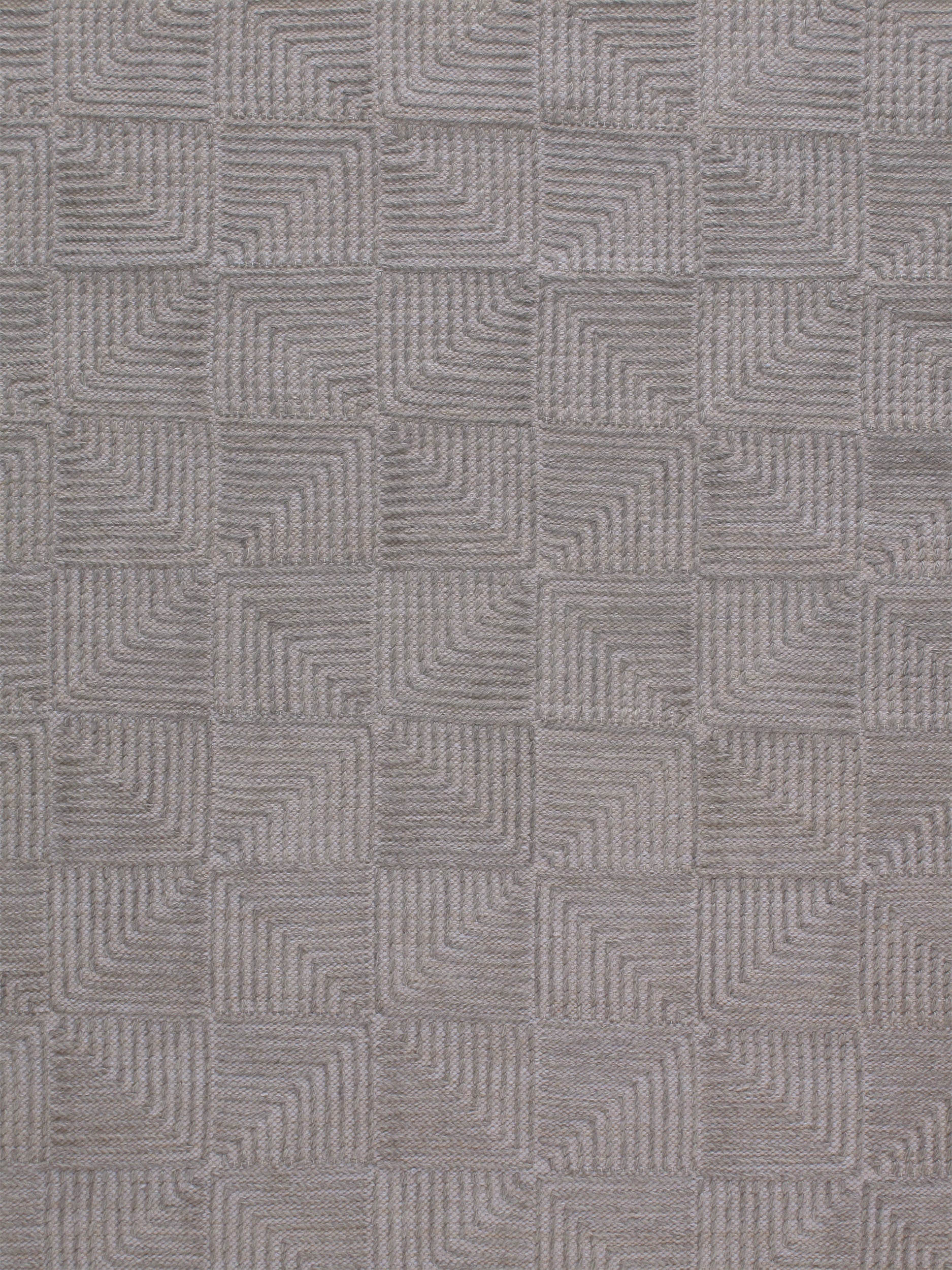 Geometric Wool Rug in Slate Grey with Embossed Spiral Square Pattern