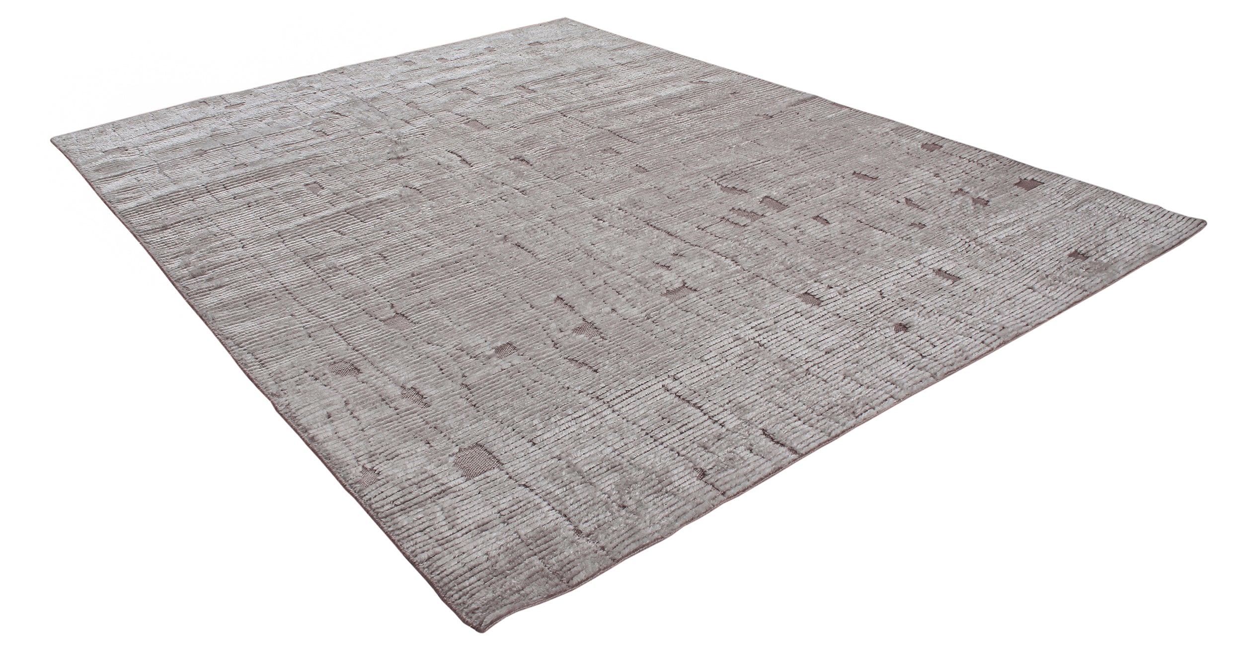 Modern Carved Wool Rug in Warm Greige with Linear Texture and Cut Accents