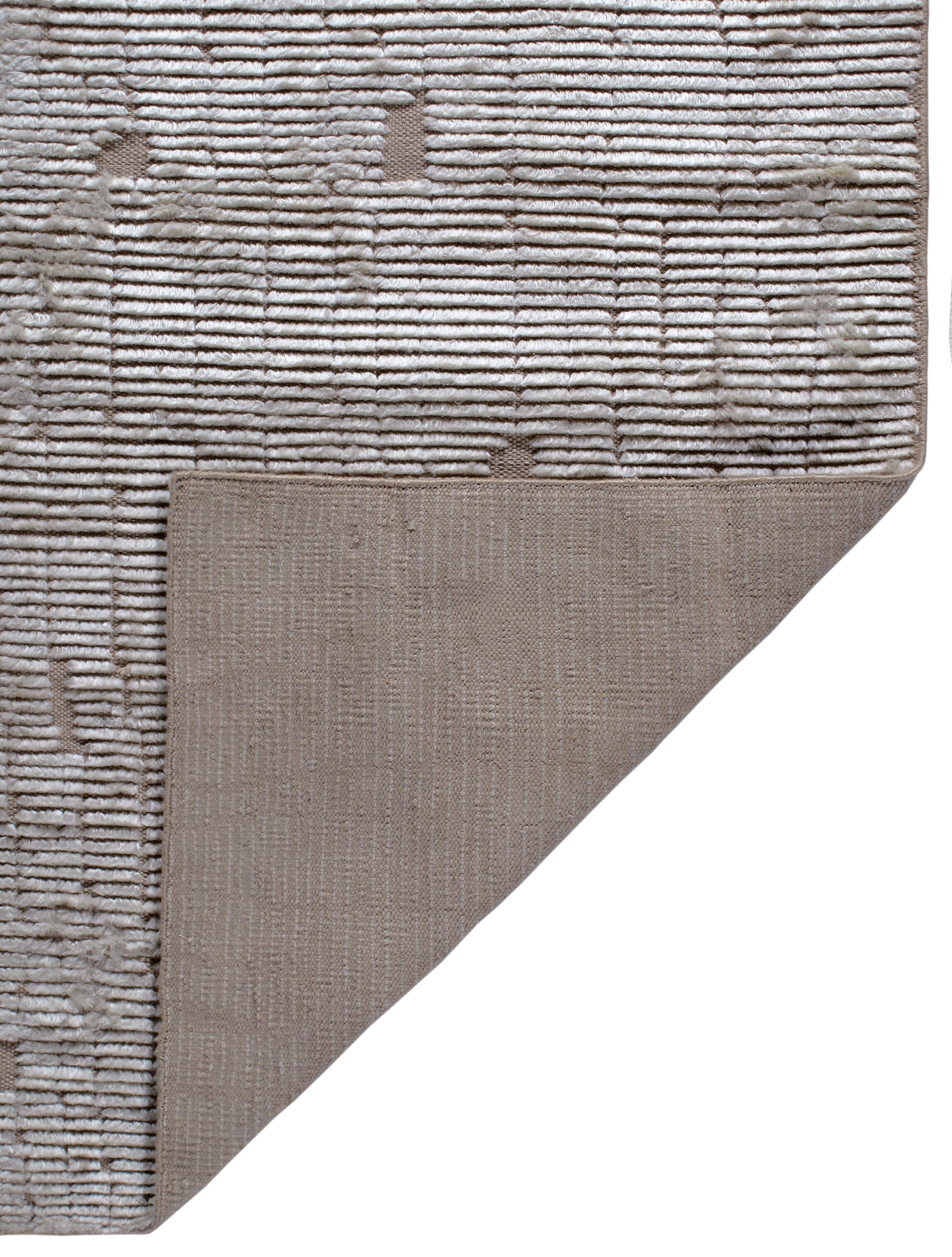 Modern Carved Wool Rug in Warm Greige with Linear Texture and Cut Accents