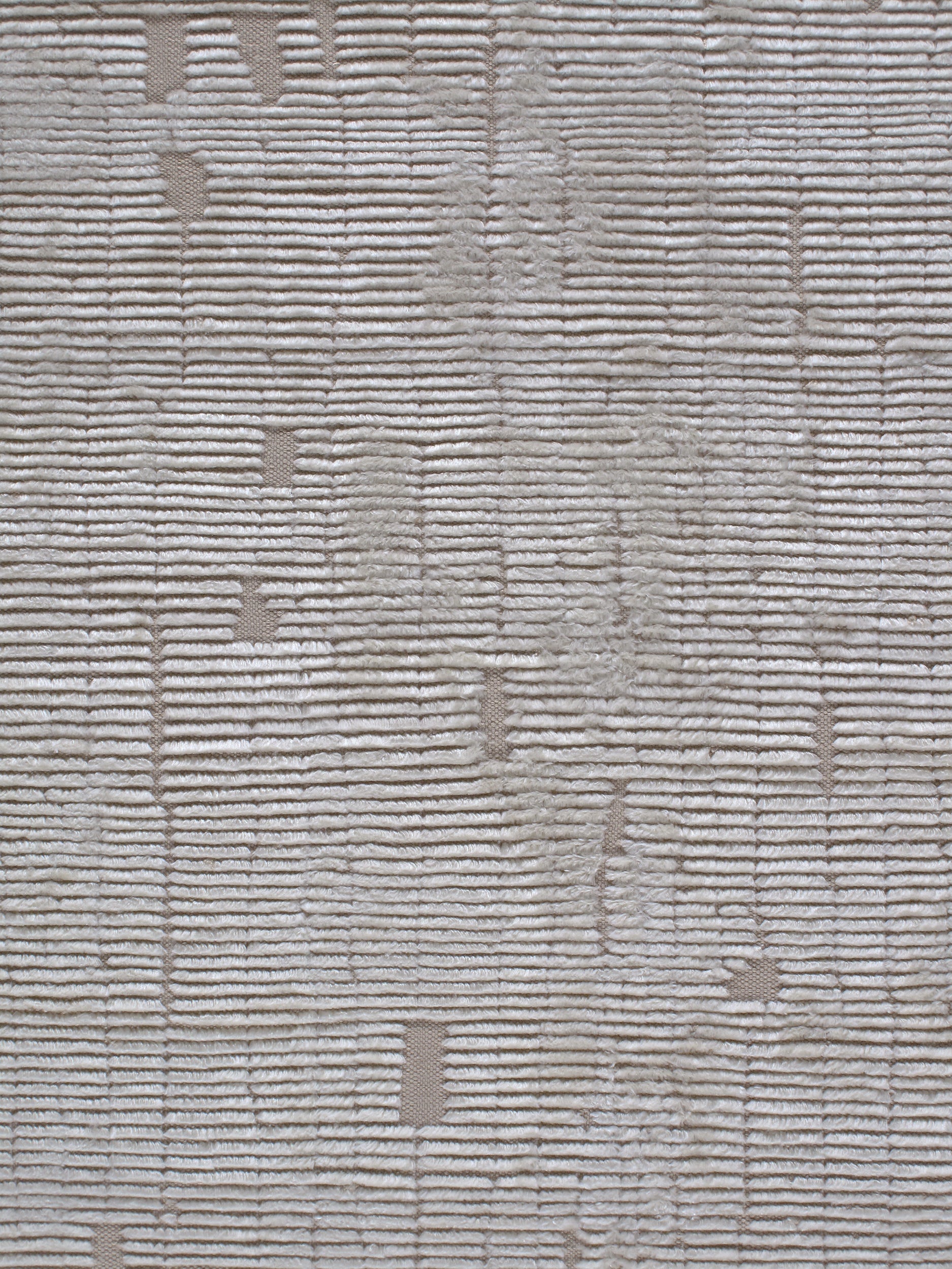 Modern Carved Wool Rug in Warm Greige with Linear Texture and Cut Accents