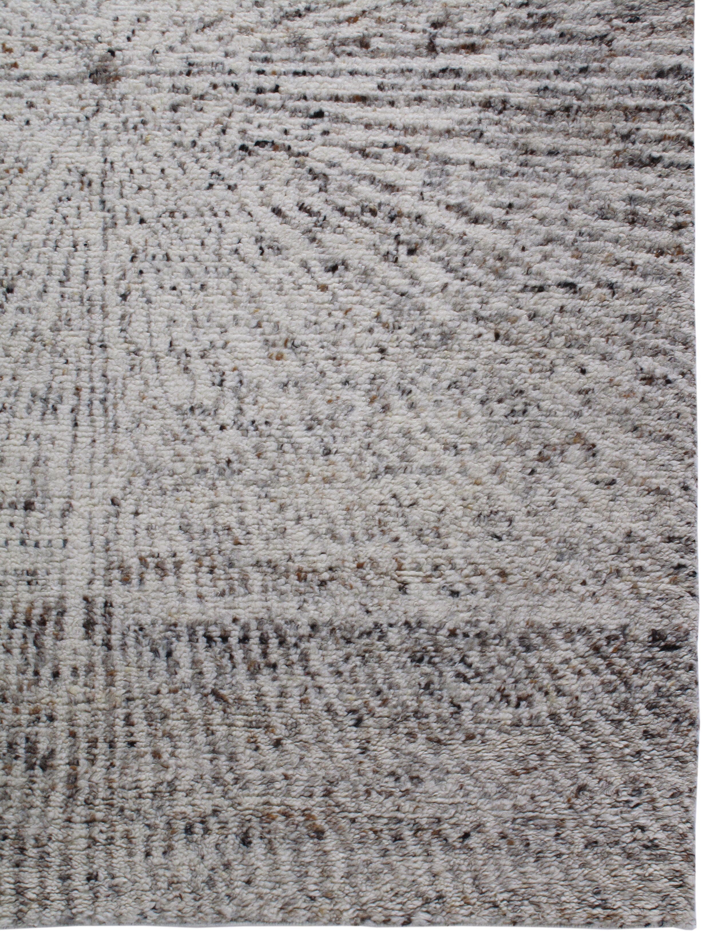 Radiating Wool Rug in Grey and Ivory with Starburst Texture
