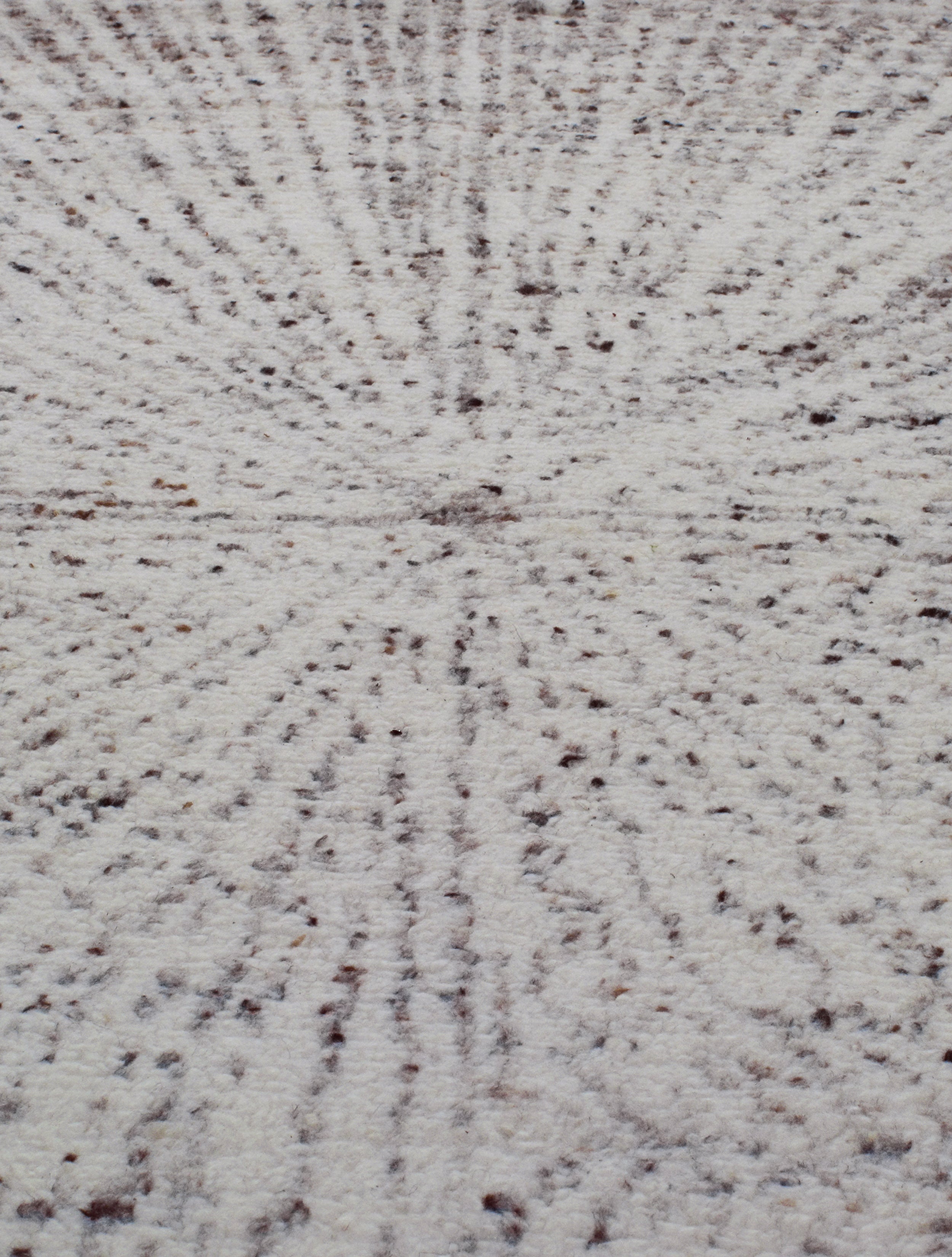 Radiating Wool Rug in Grey and Ivory with Starburst Texture