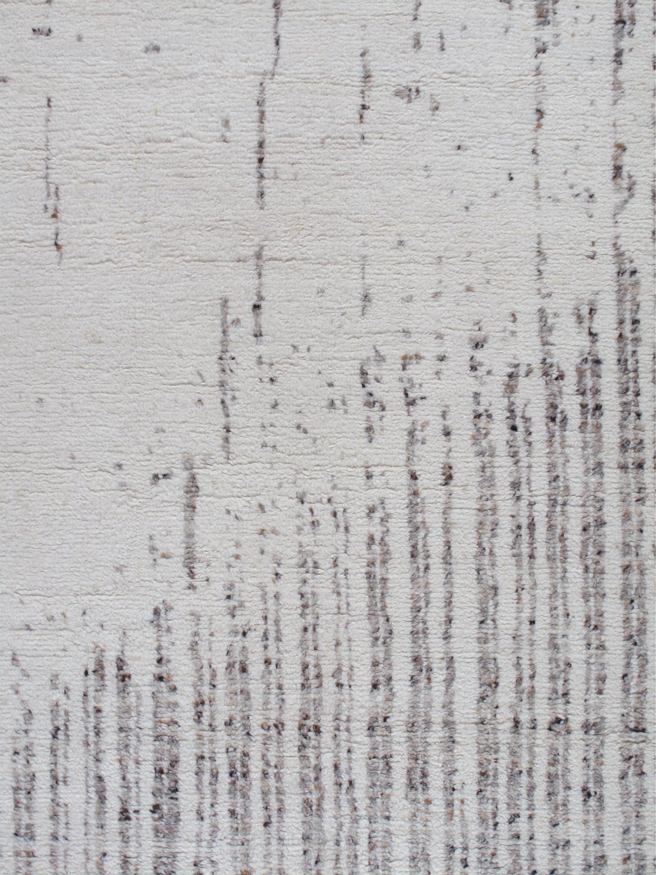 Abstract Linear Wool Rug in Ivory with Charcoal Textured Accents