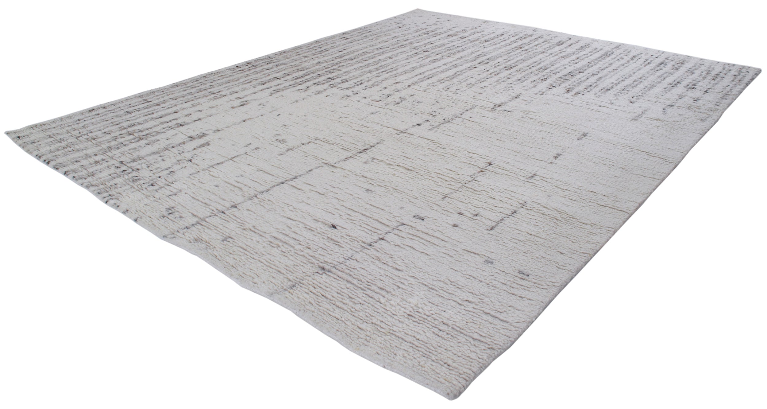Abstract Linear Wool Rug in Ivory with Charcoal Textured Accents