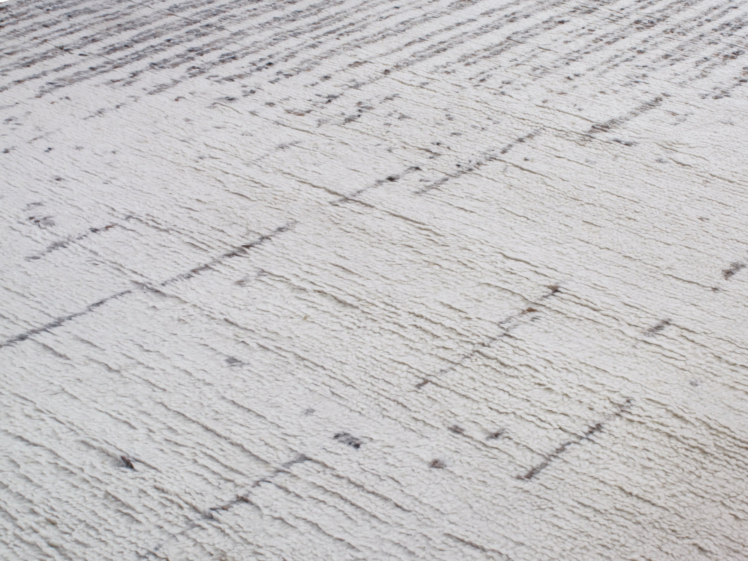 Abstract Linear Wool Rug in Ivory with Charcoal Textured Accents