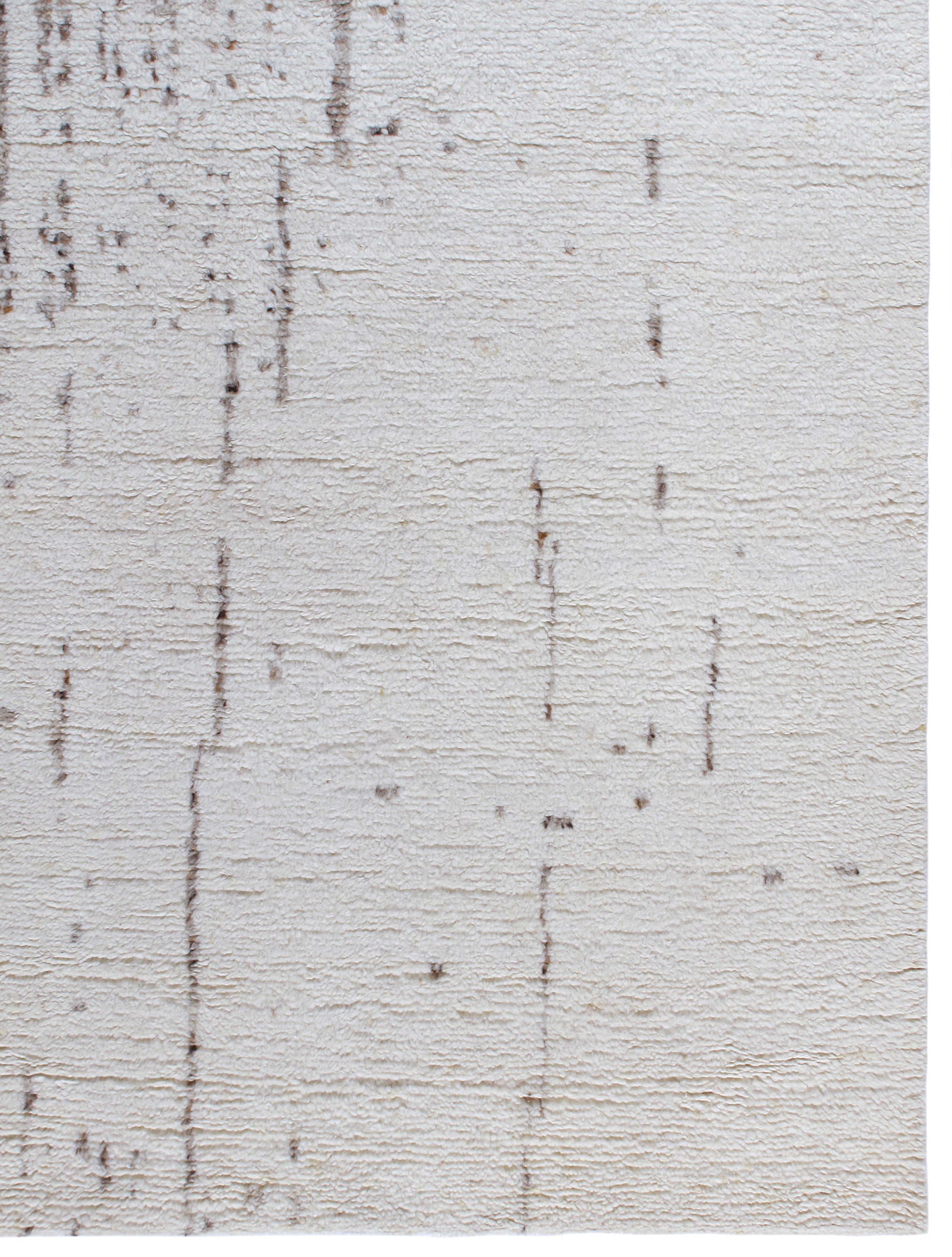 Abstract Linear Wool Rug in Ivory with Charcoal Textured Accents