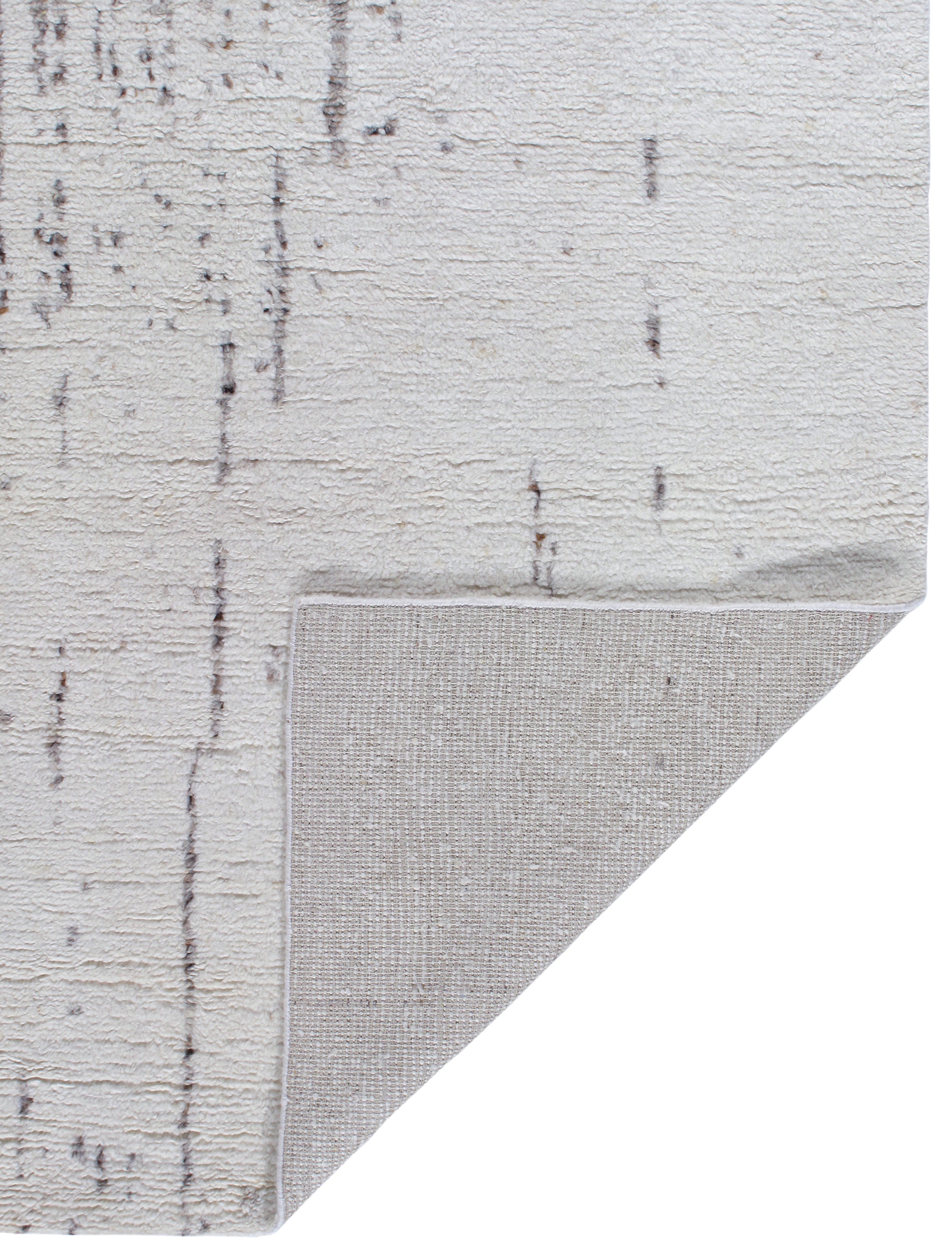 Abstract Linear Wool Rug in Ivory with Charcoal Textured Accents