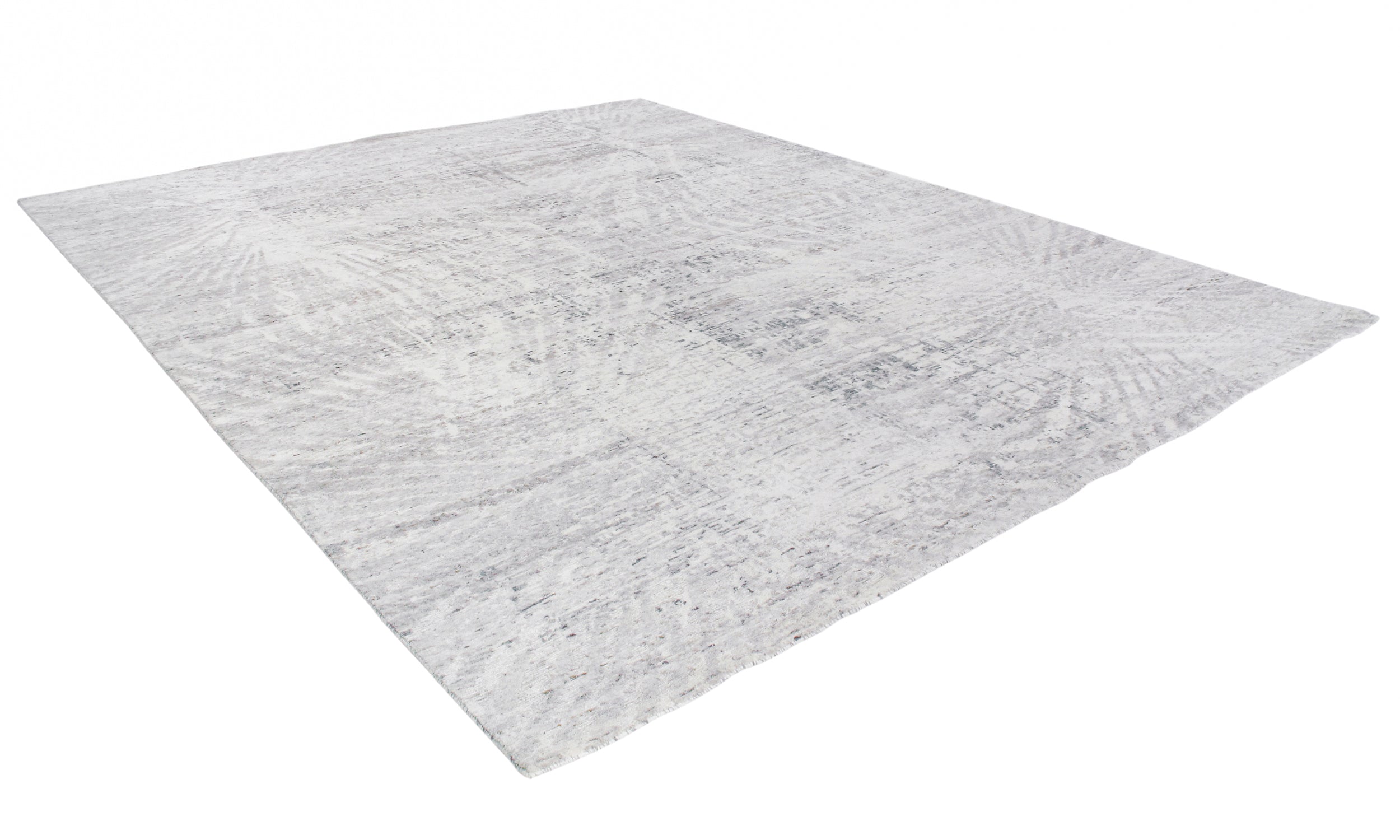 Contemporary Minimalist Hand-Knotted Rug in Washed Beige