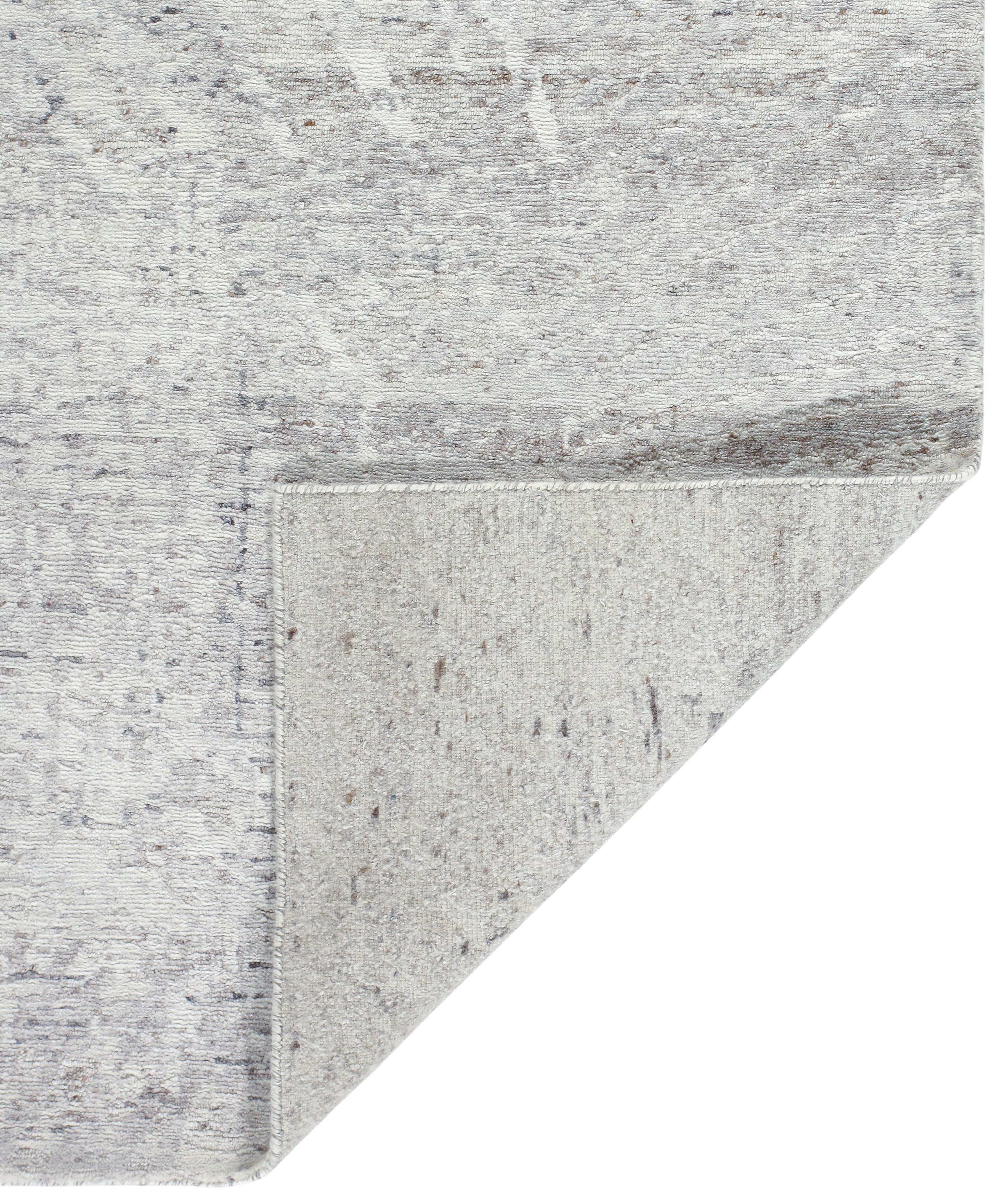 Contemporary Minimalist Hand-Knotted Rug in Washed Beige