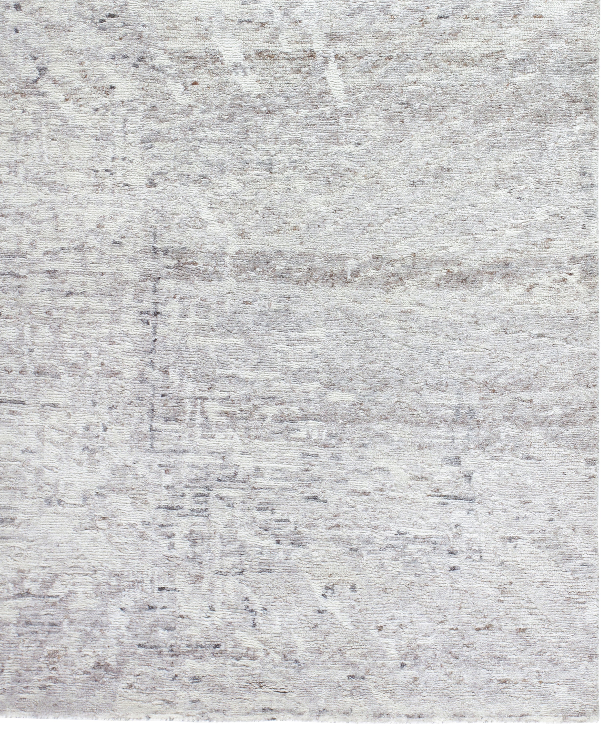 Contemporary Minimalist Hand-Knotted Rug in Washed Beige