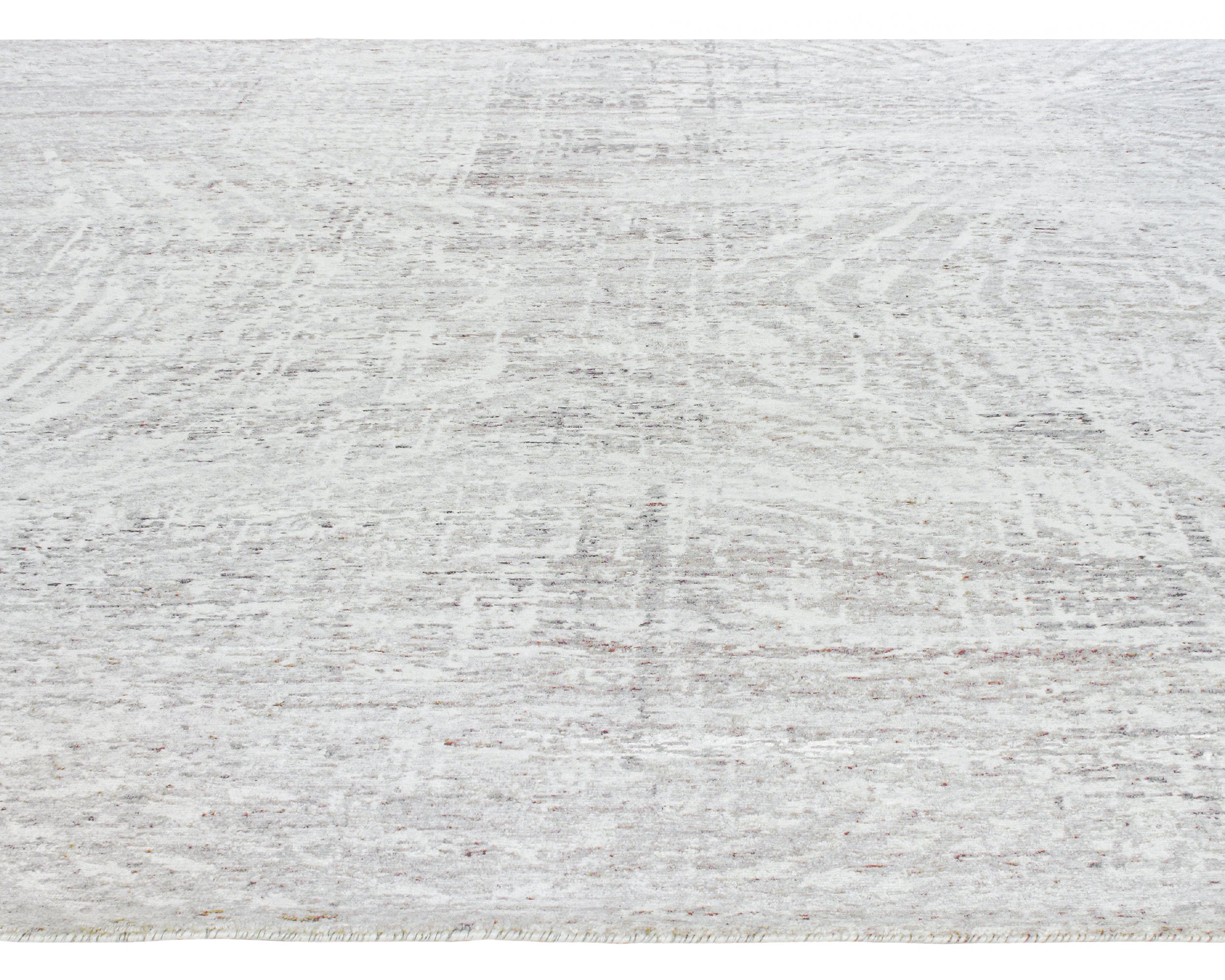 Contemporary Minimalist Hand-Knotted Rug in Washed Beige