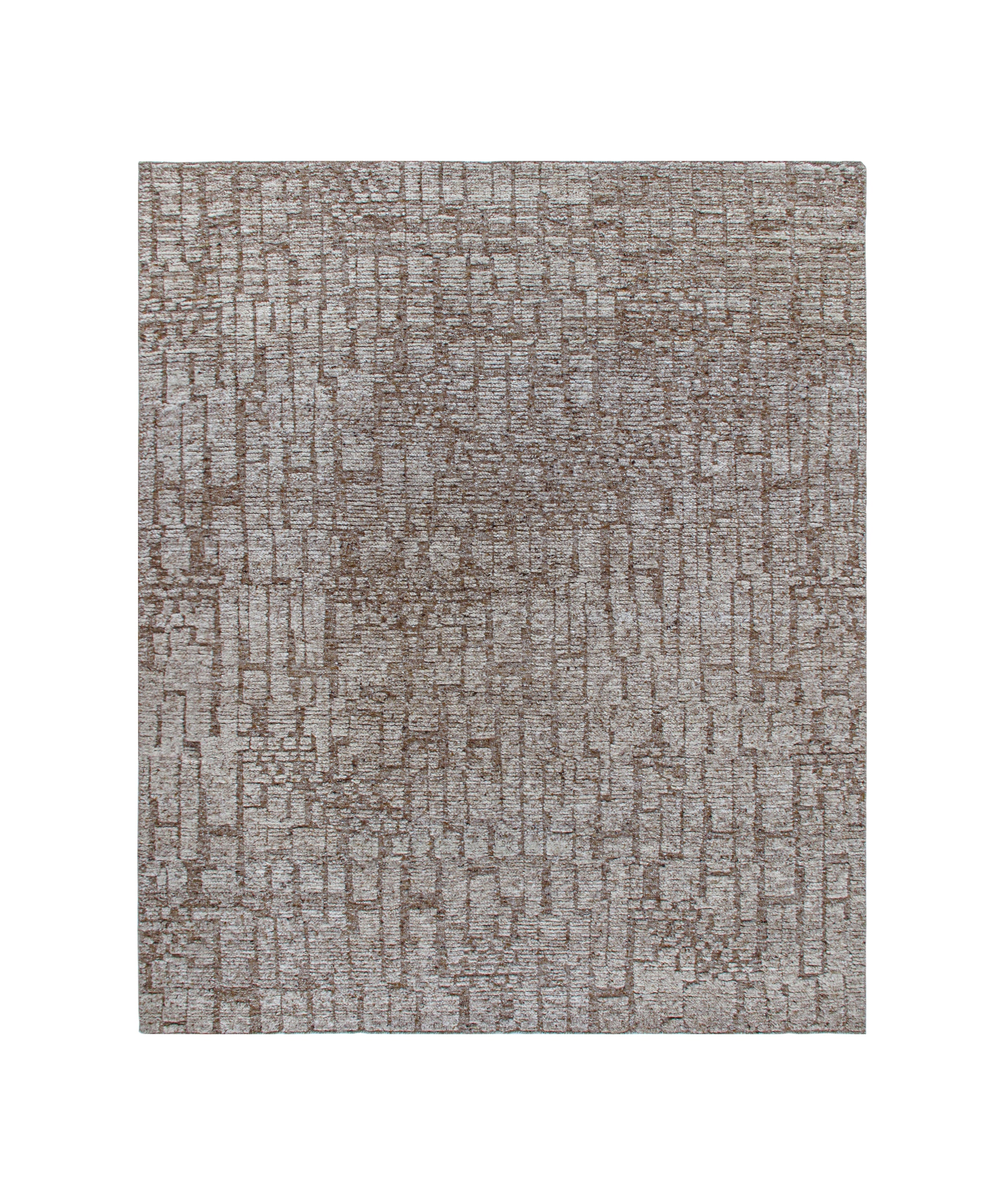 Contemporary Abstract Rug in Earthy Taupe and Stone