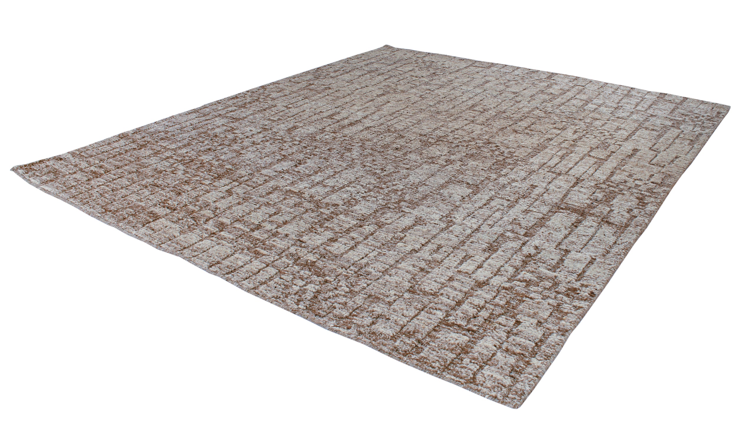 Contemporary Abstract Rug in Earthy Taupe and Stone