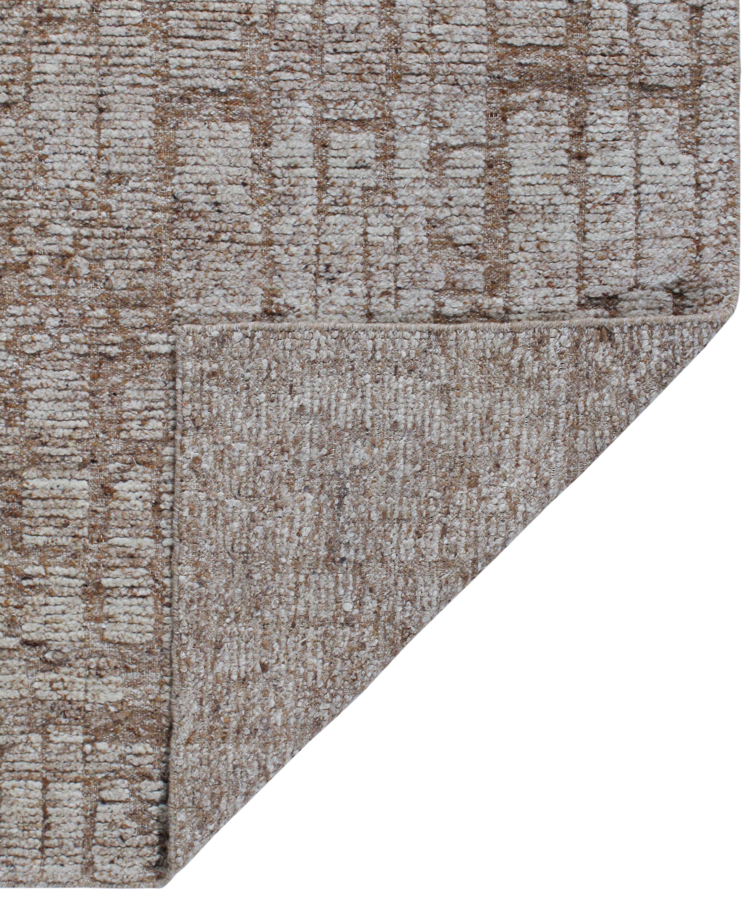 Contemporary Abstract Rug in Earthy Taupe and Stone