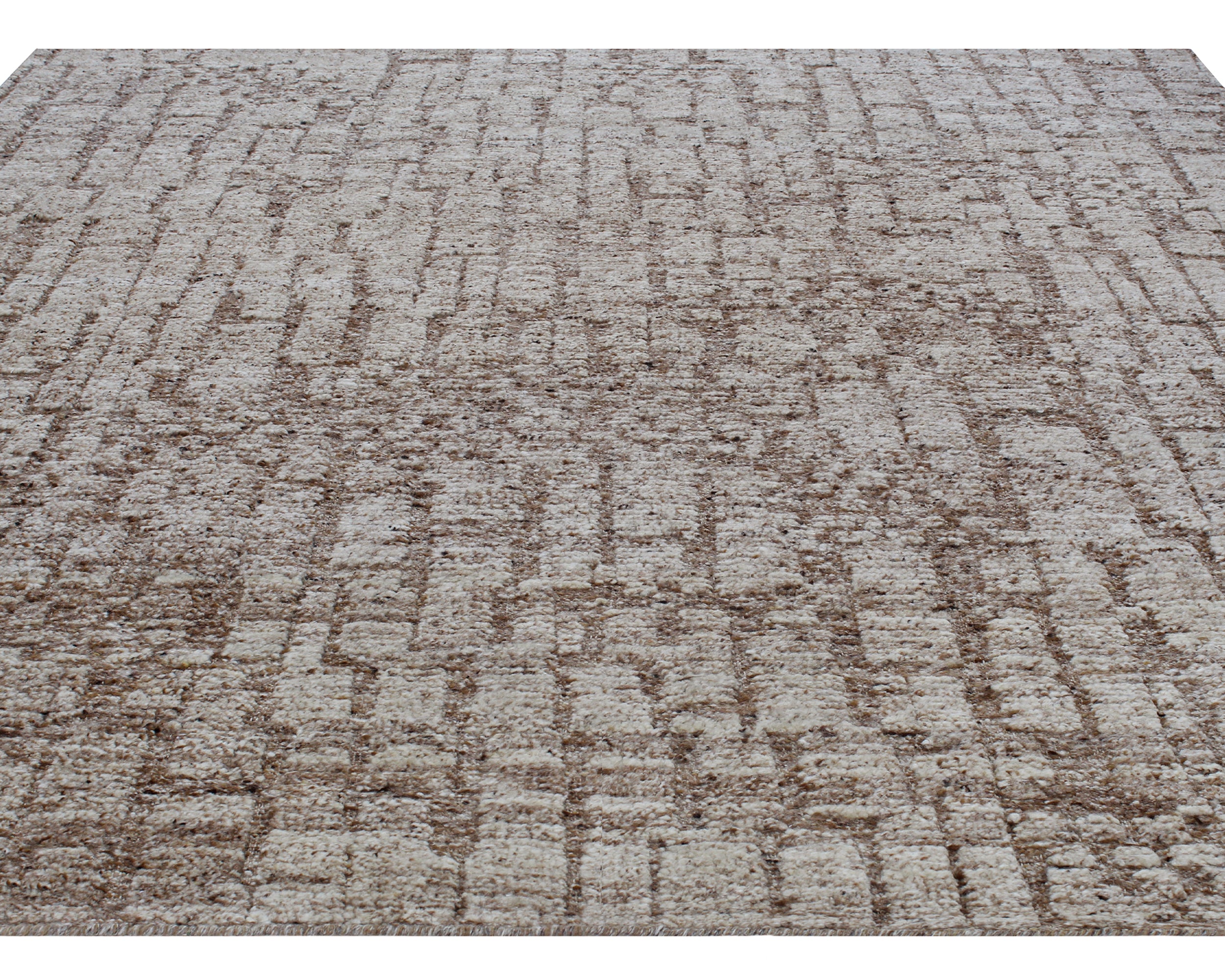 Contemporary Abstract Rug in Earthy Taupe and Stone
