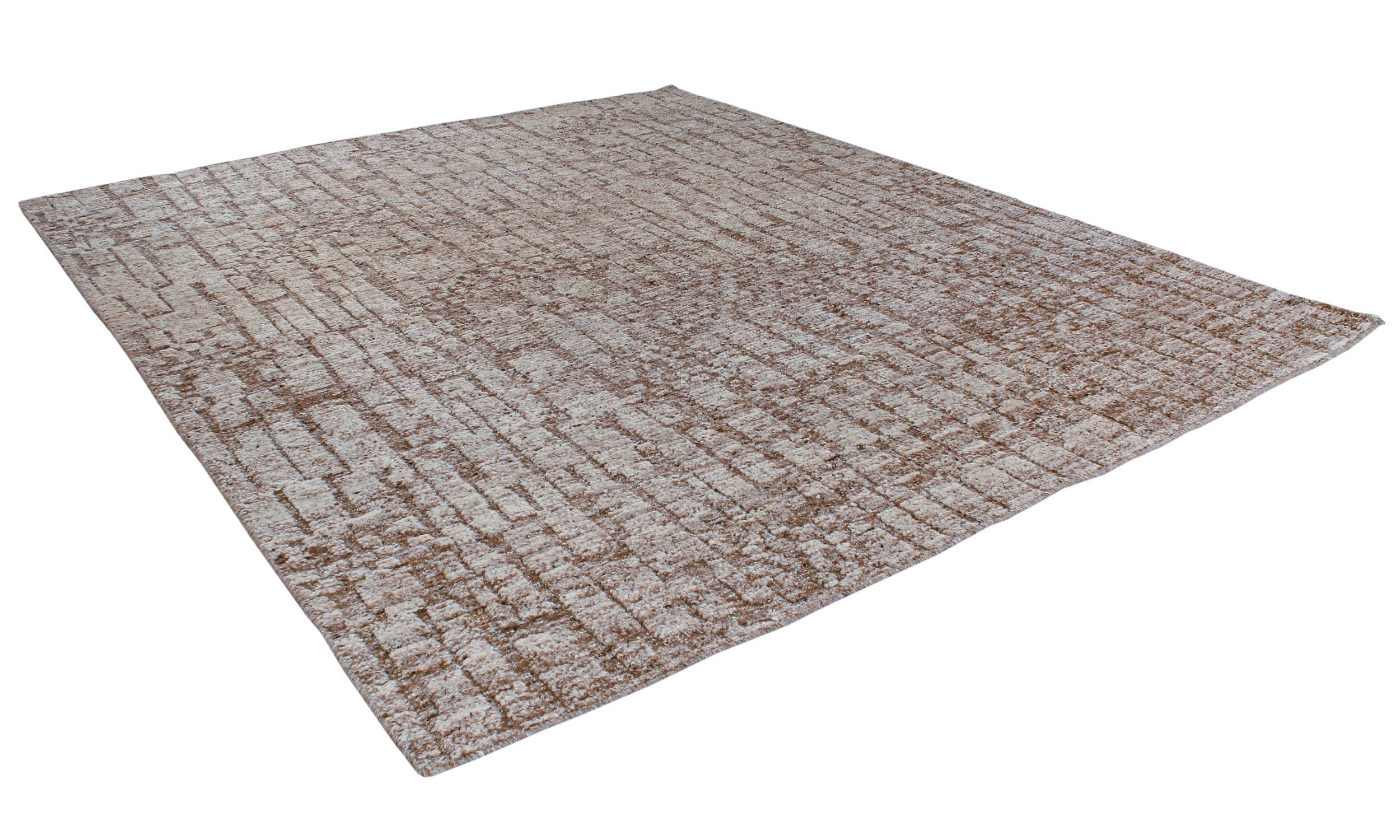 Contemporary Abstract Rug in Earthy Taupe and Stone