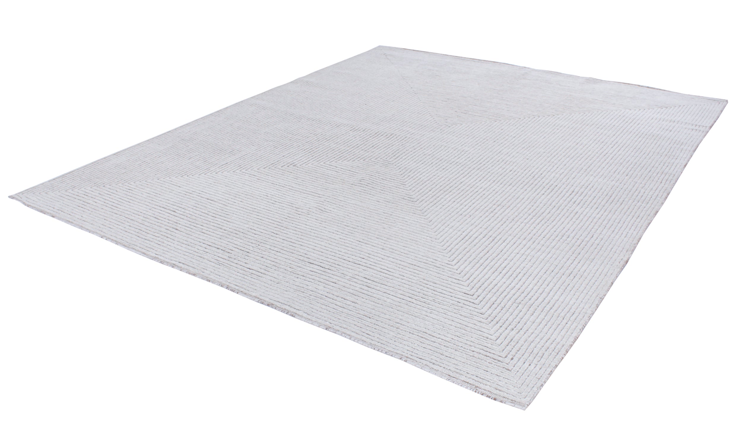 Minimalist Geometric Rug in Cool Silver and Graphite