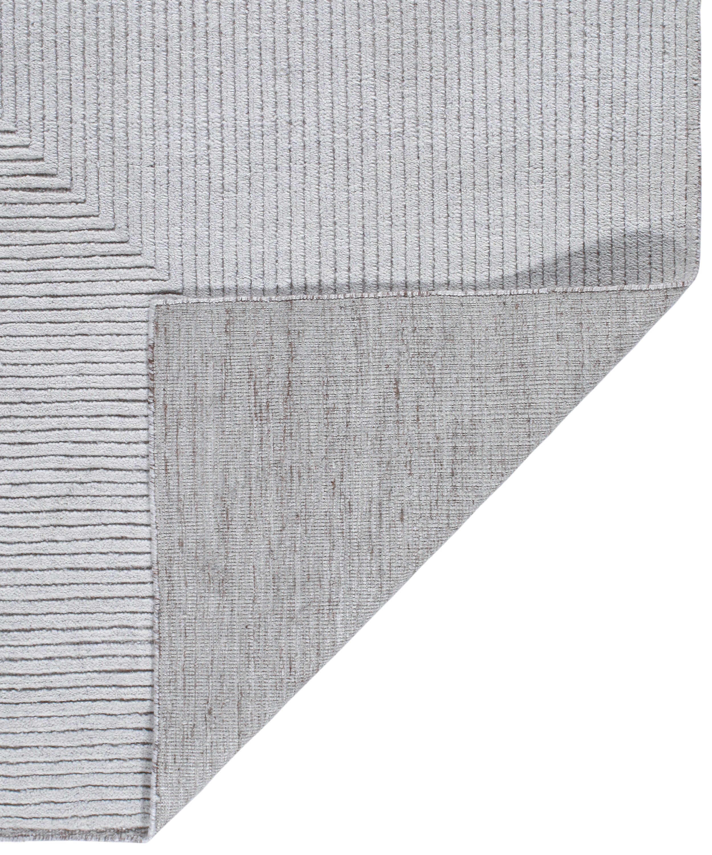 Minimalist Geometric Rug in Cool Silver and Graphite