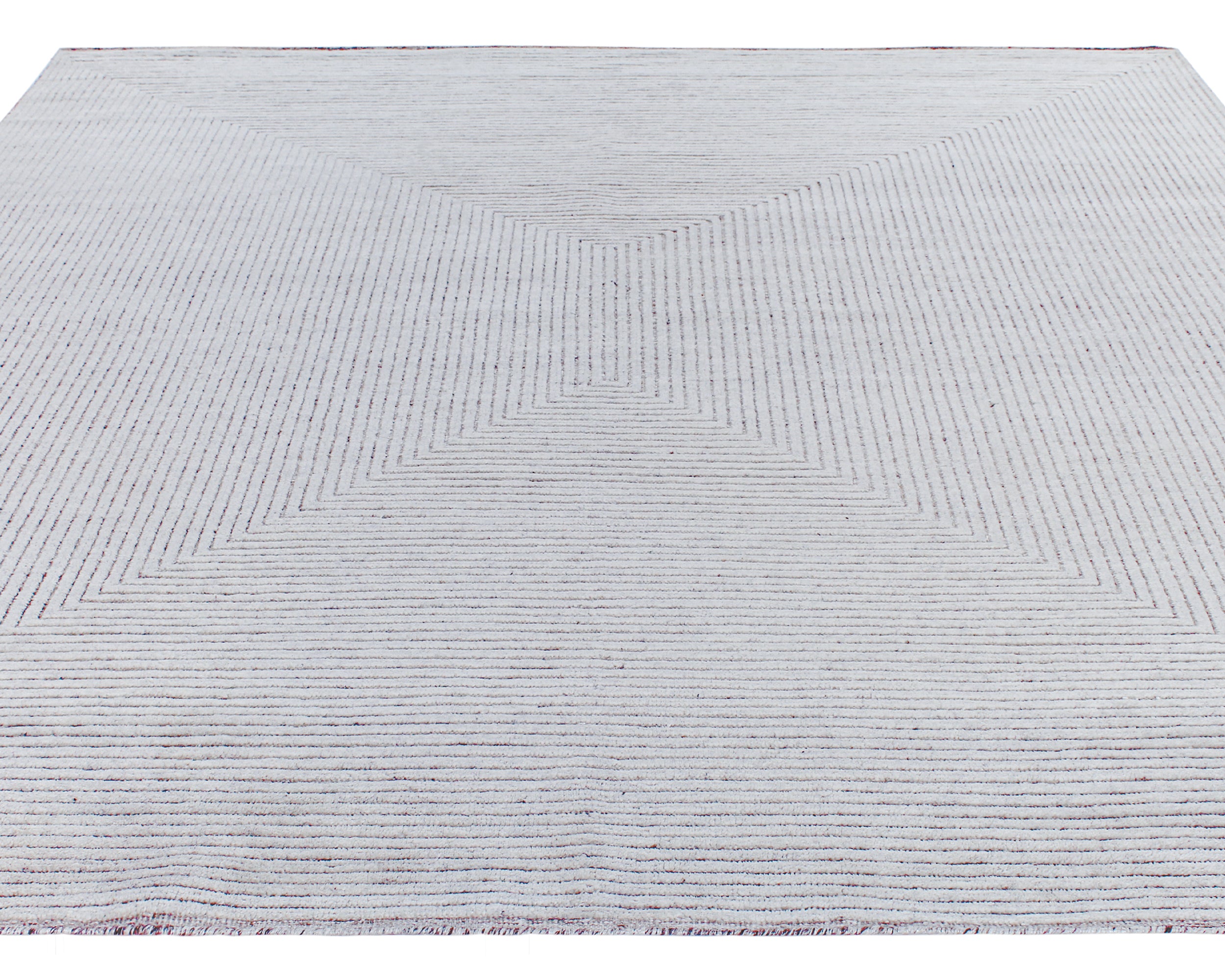 Minimalist Geometric Rug in Cool Silver and Graphite