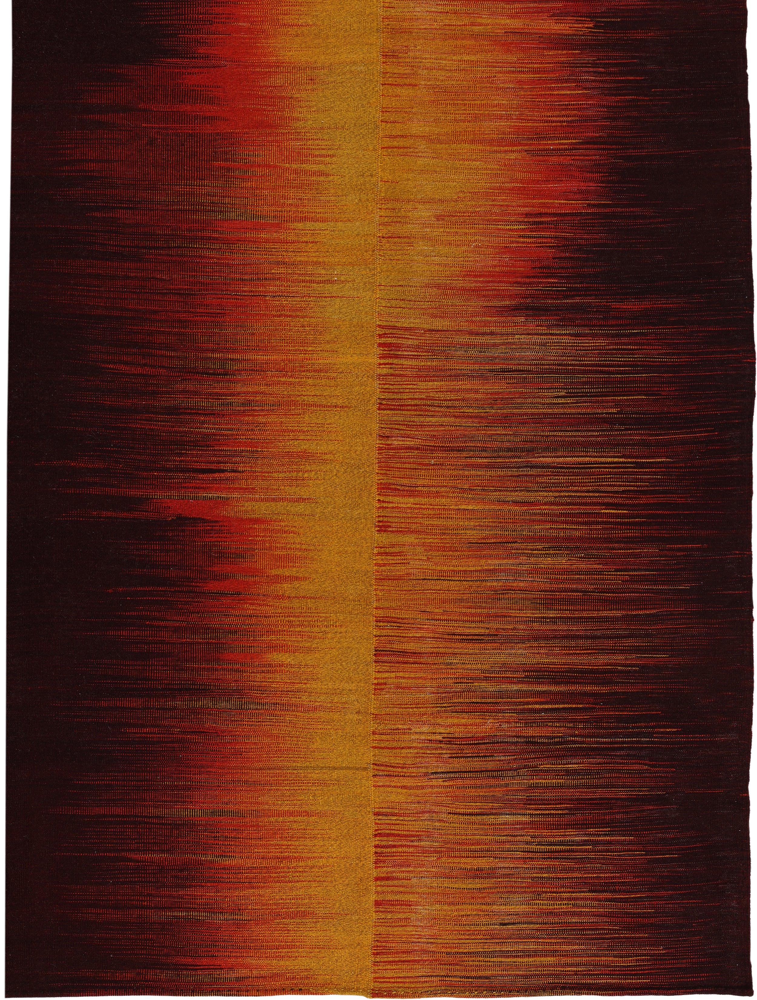Sunset Gradient Wool Flatweave in Burnt Sienna, Gold, and Ember Black