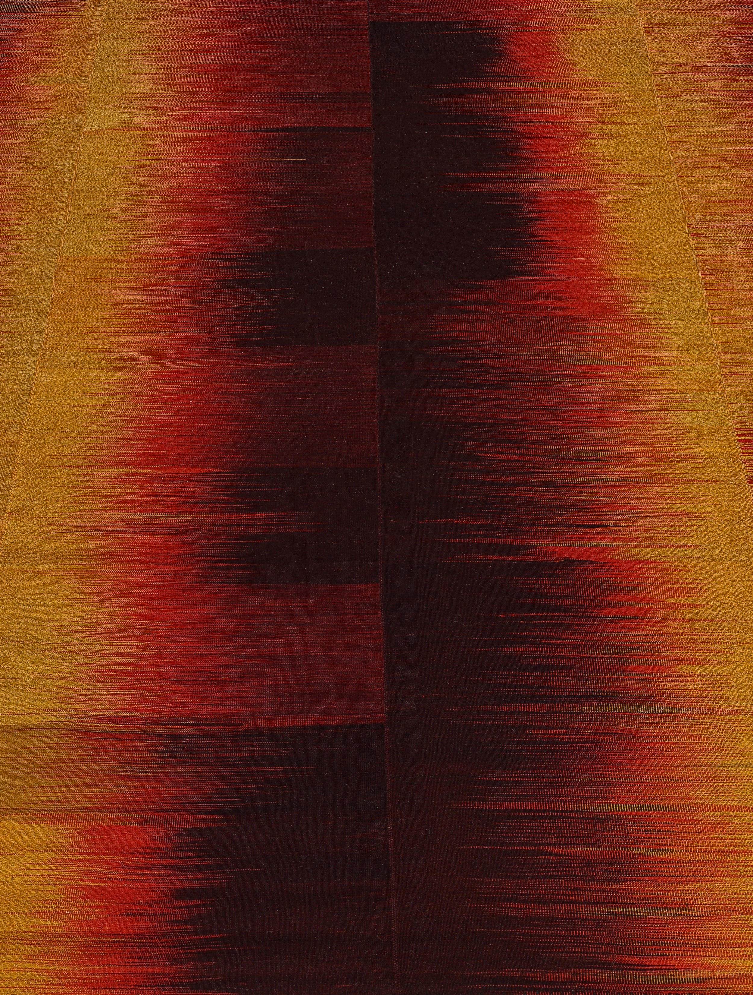 Sunset Gradient Wool Flatweave in Burnt Sienna, Gold, and Ember Black