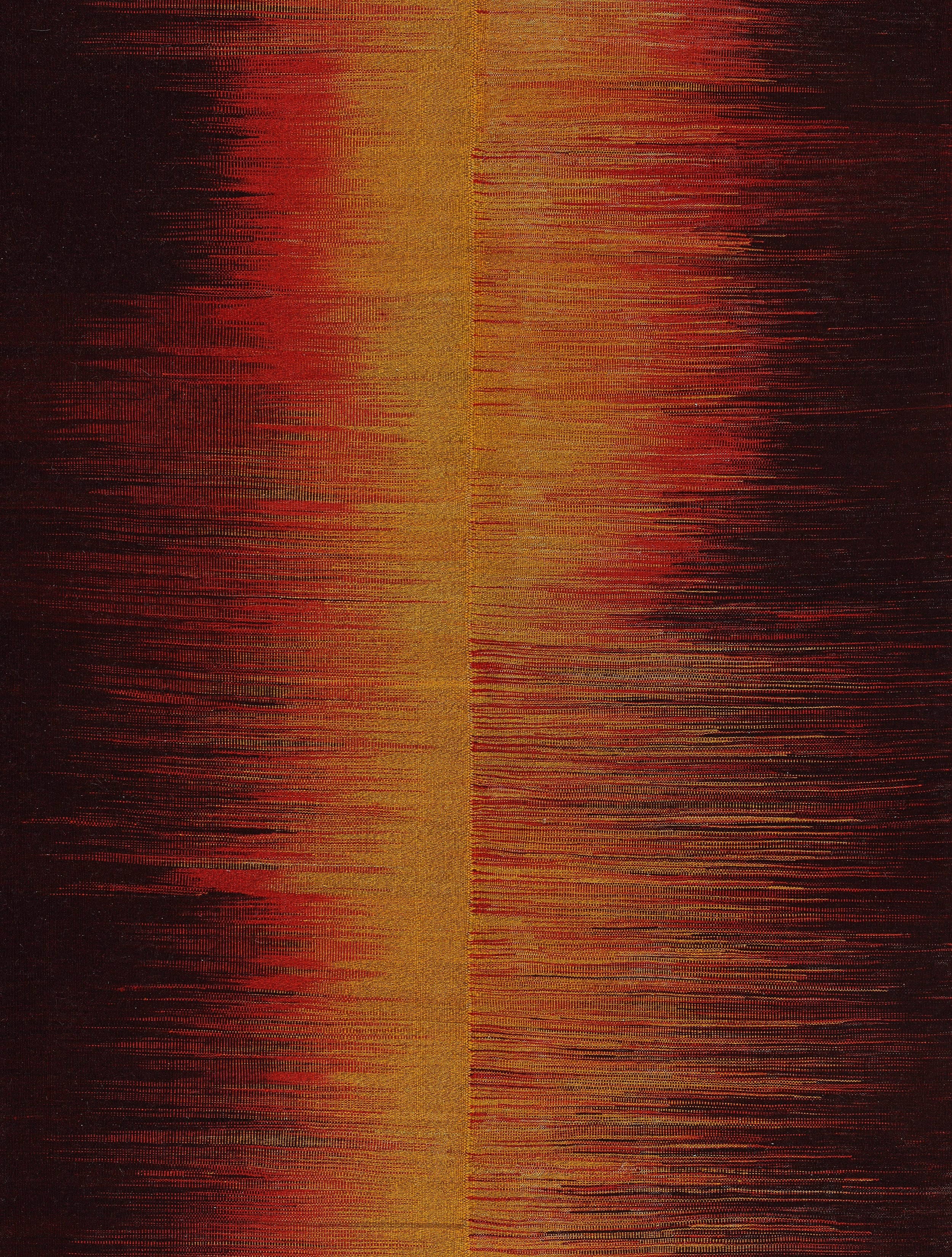 Sunset Gradient Wool Flatweave in Burnt Sienna, Gold, and Ember Black