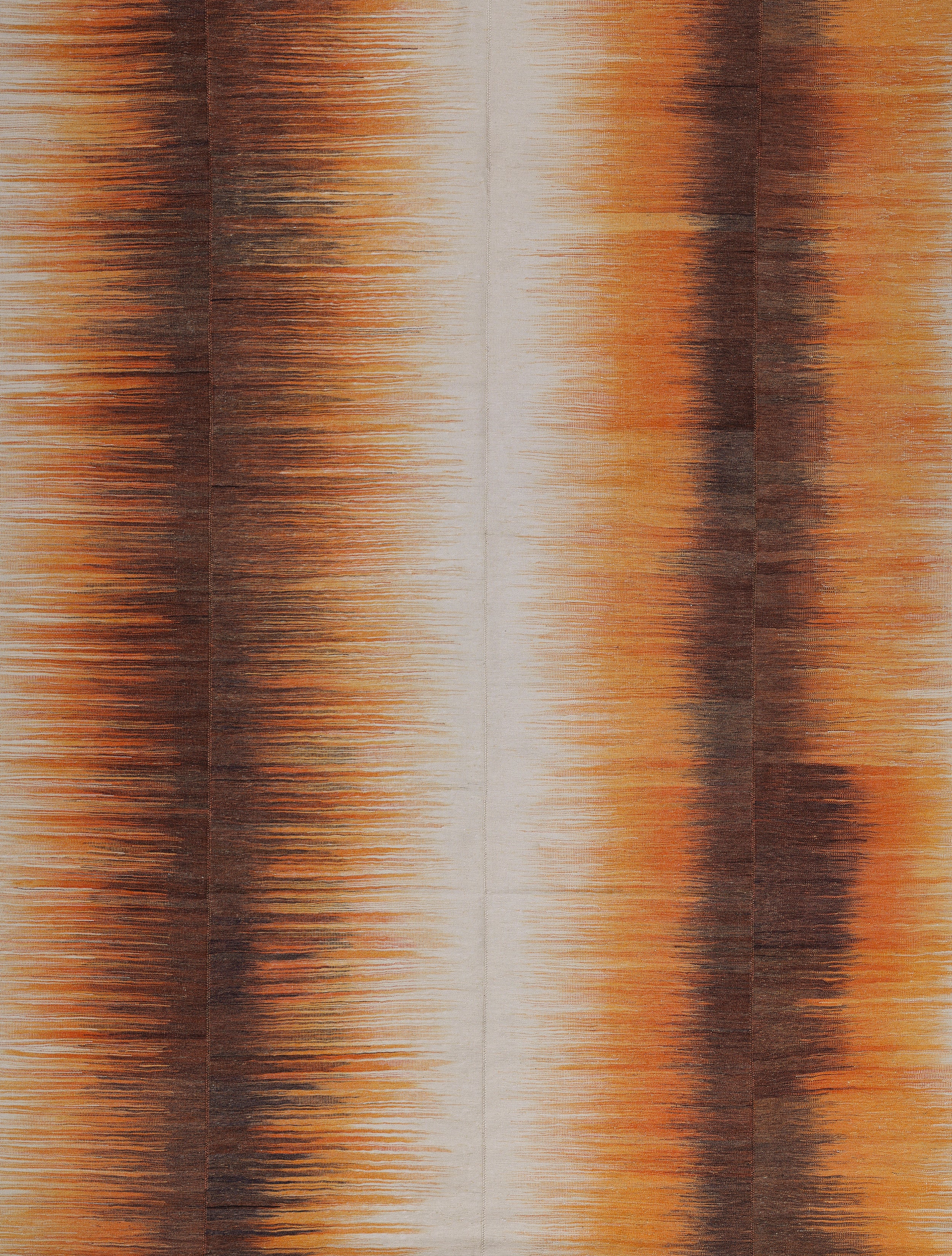 Sunset Gradient Wool Flatweave in Burnt Sienna, Gold, and Ember Black