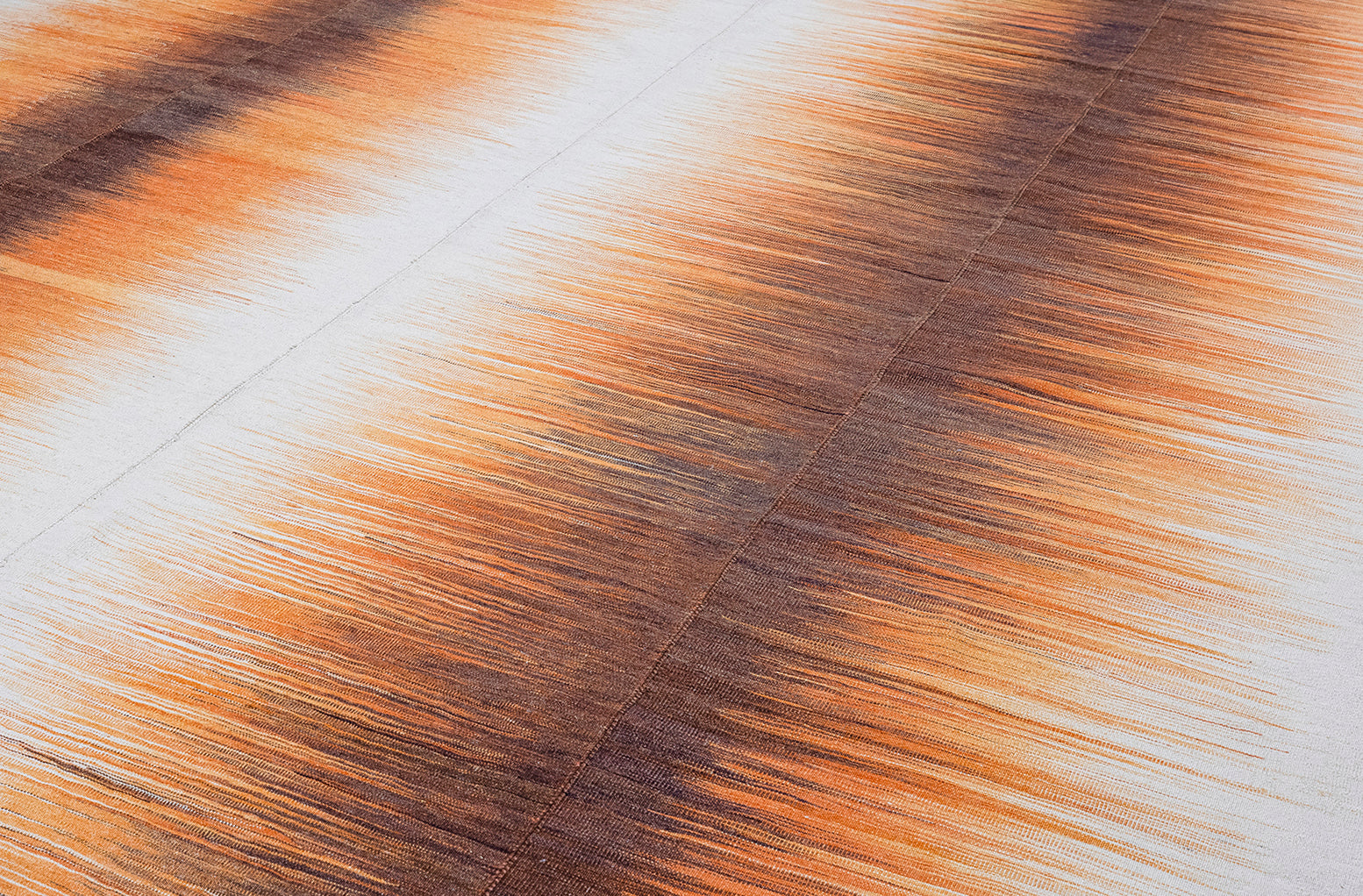 Sunset Gradient Wool Flatweave in Burnt Sienna, Gold, and Ember Black