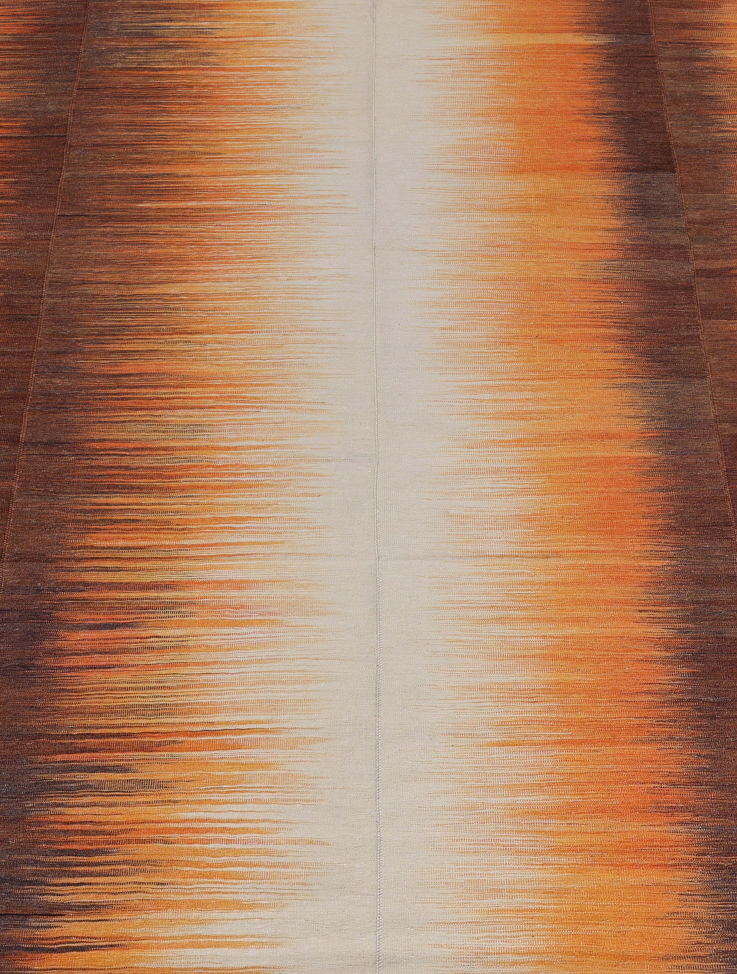 Sunset Gradient Wool Flatweave in Burnt Sienna, Gold, and Ember Black