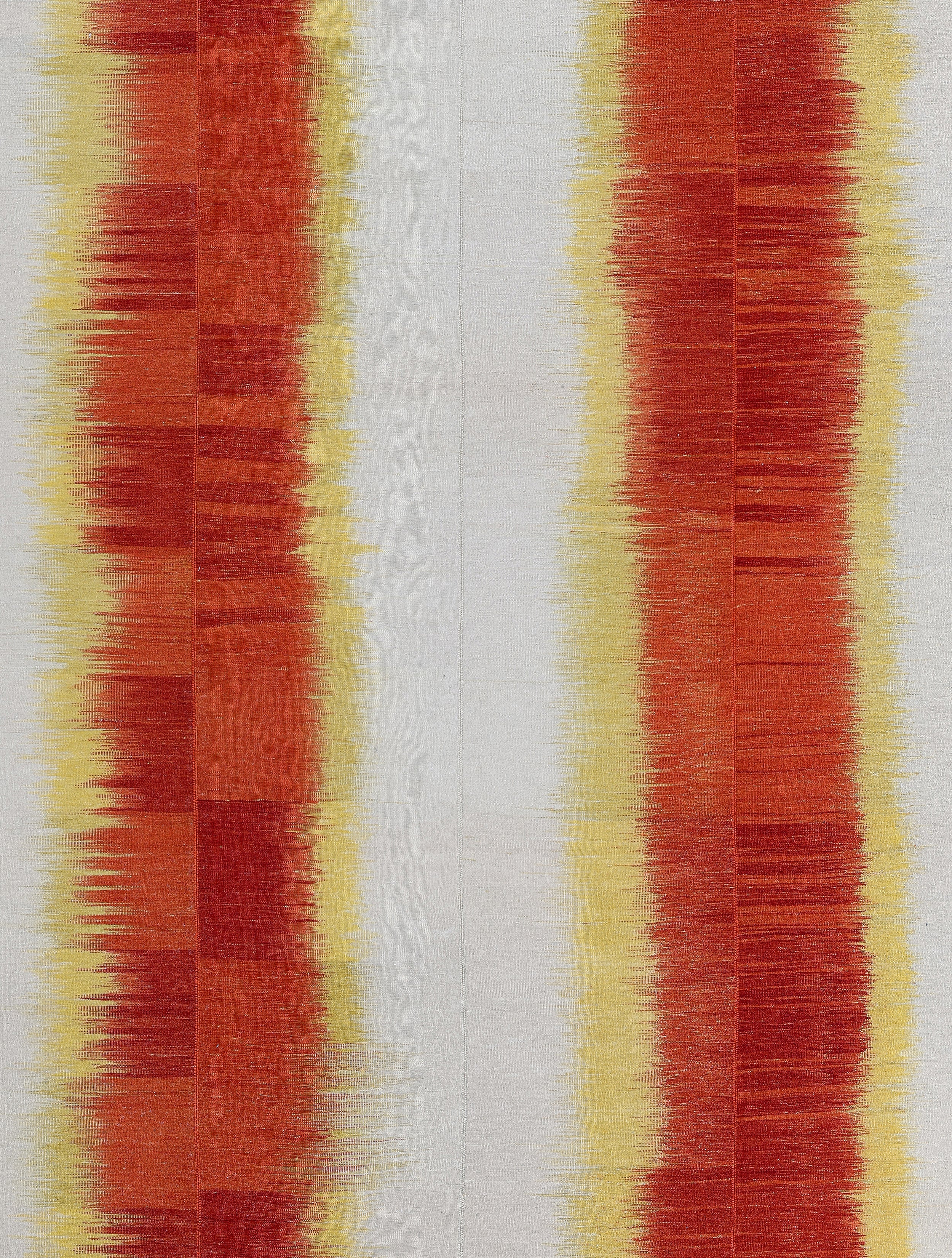 Citrus Flame Wool Flatweave in Persimmon, Lemon, and Cloud Grey