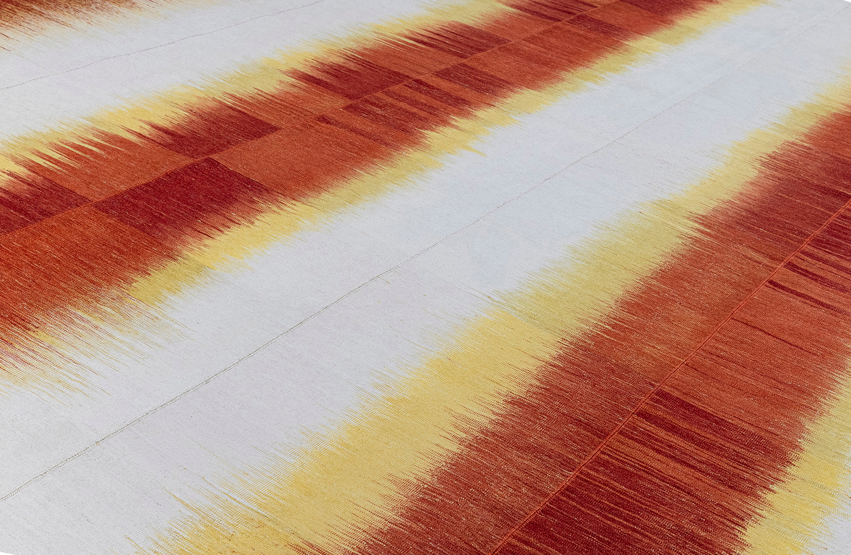 Citrus Flame Wool Flatweave in Persimmon, Lemon, and Cloud Grey