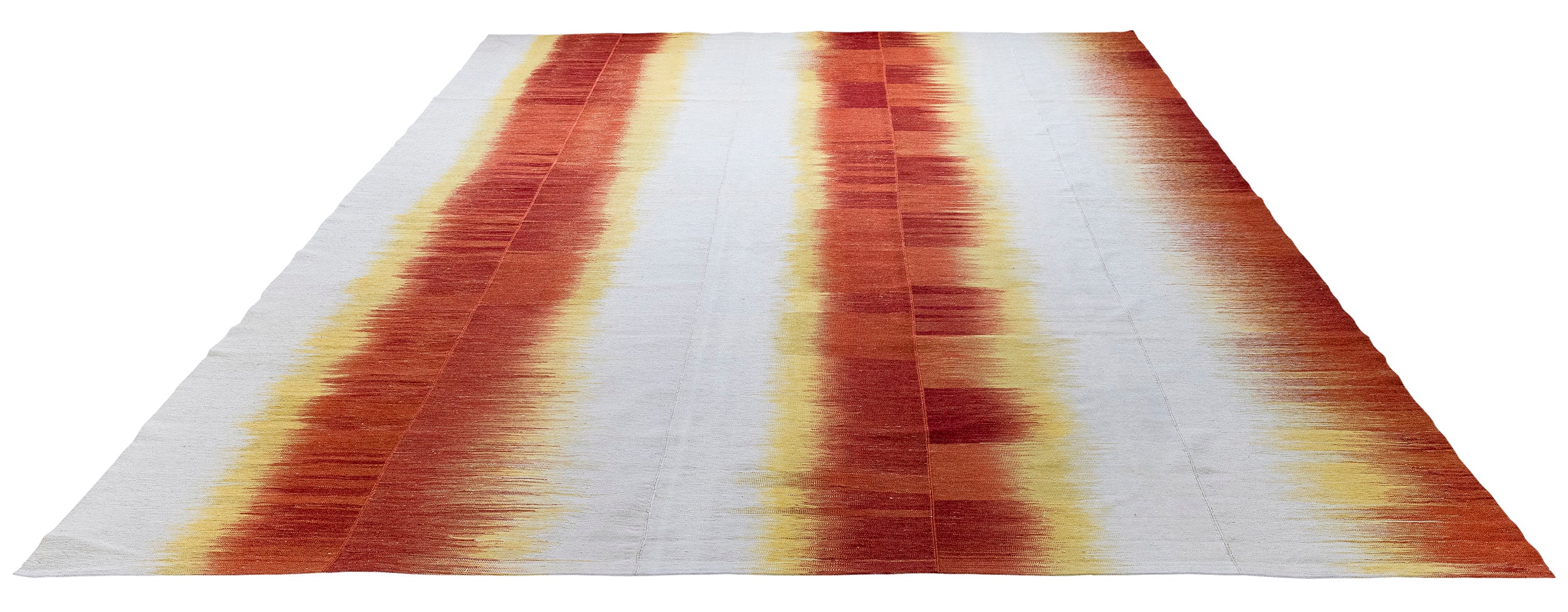 Citrus Flame Wool Flatweave in Persimmon, Lemon, and Cloud Grey
