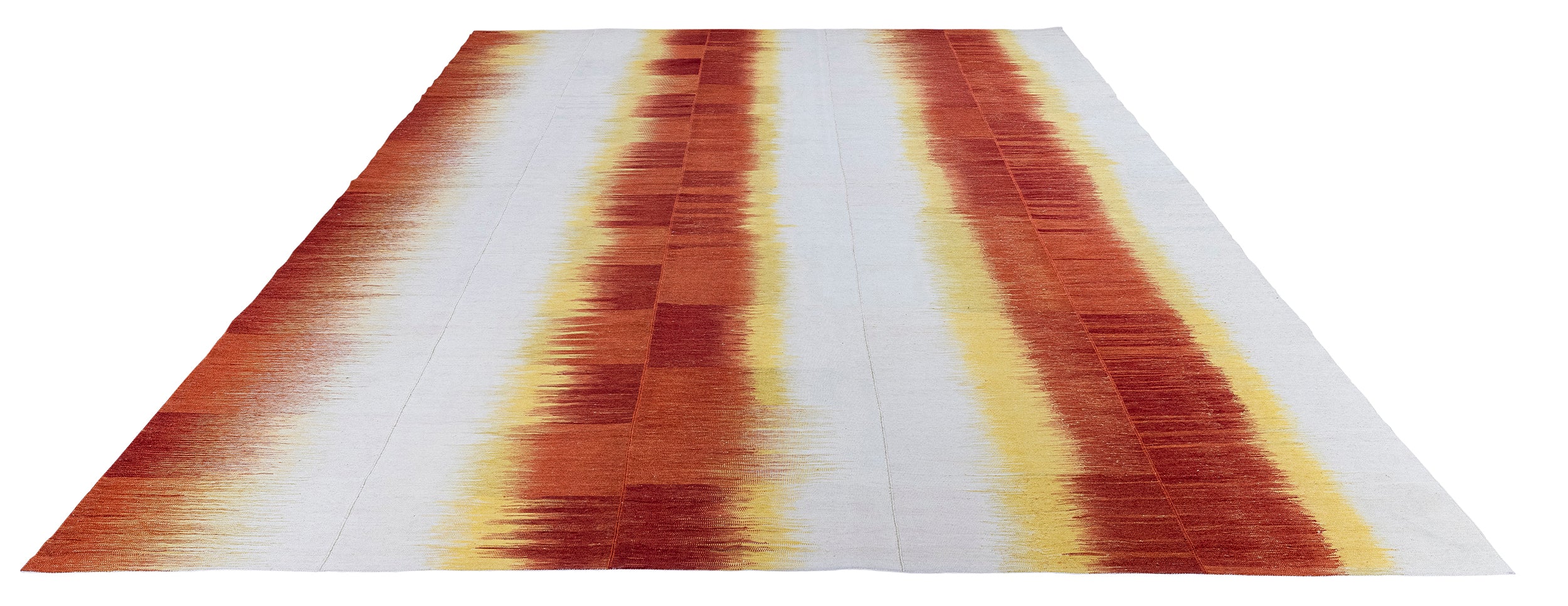 Citrus Flame Wool Flatweave in Persimmon, Lemon, and Cloud Grey
