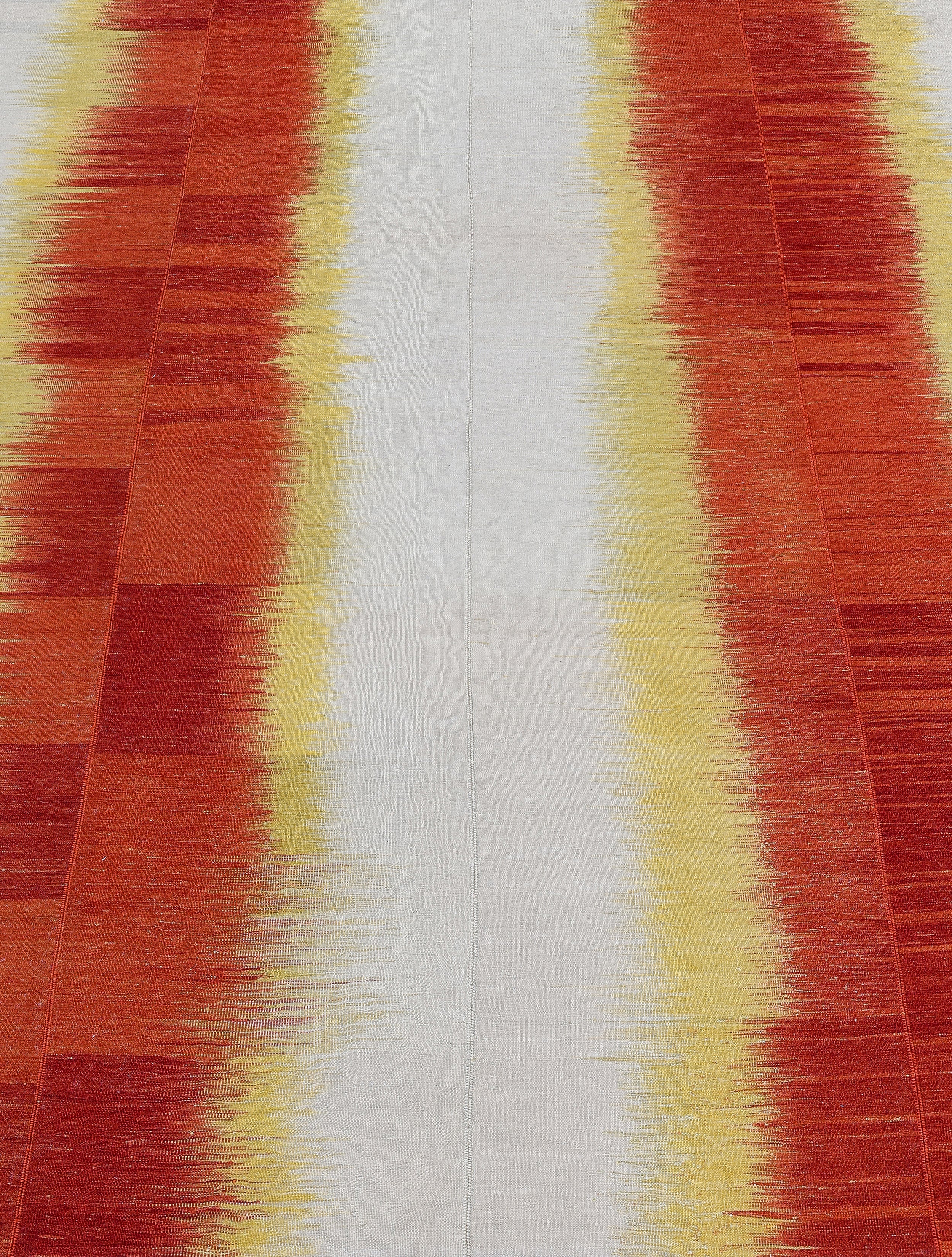 Citrus Flame Wool Flatweave in Persimmon, Lemon, and Cloud Grey