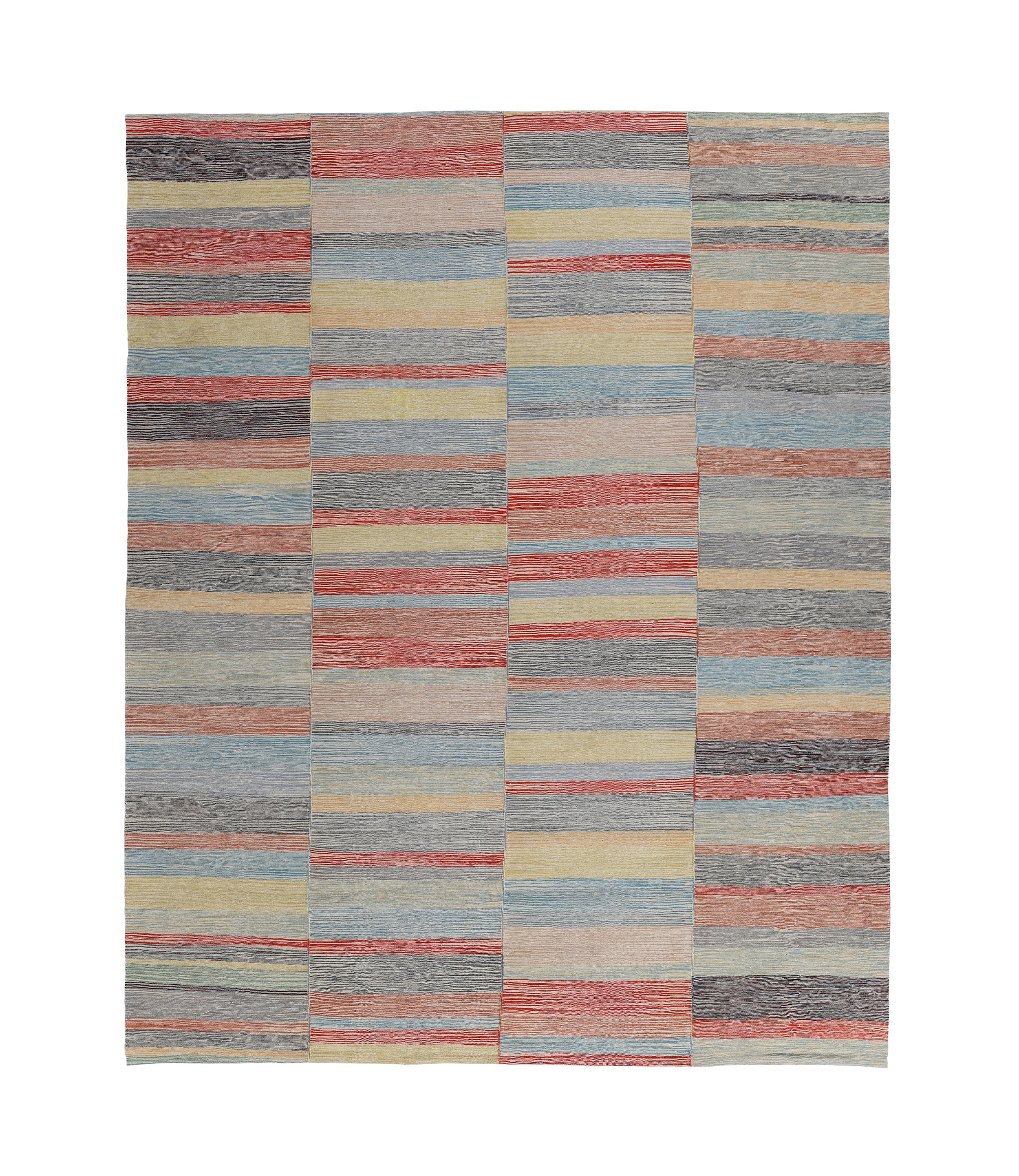 Modern Colorblock Flatweave in Sand, Indigo, Brick, and Citron