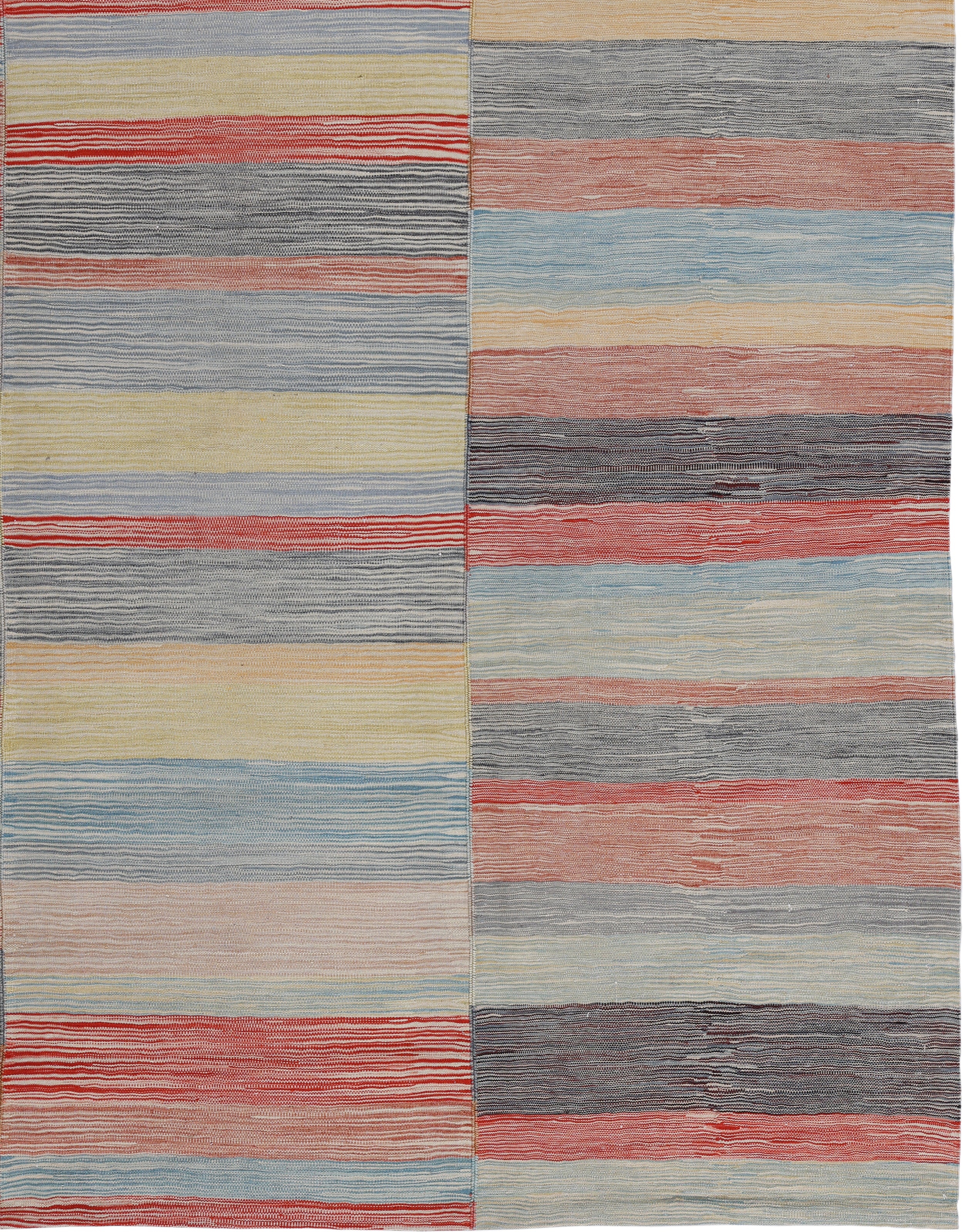 Modern Colorblock Flatweave in Sand, Indigo, Brick, and Citron