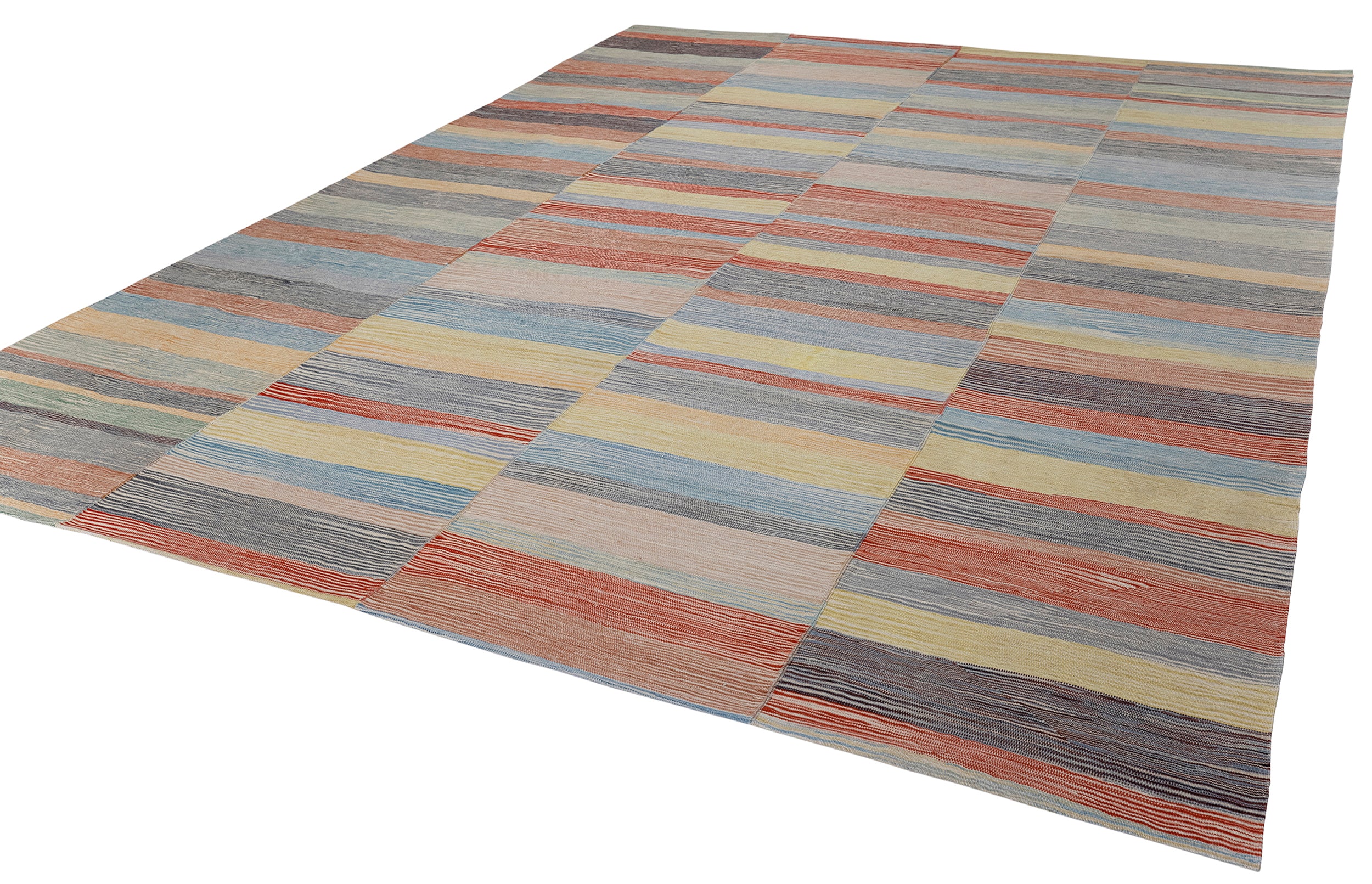 Modern Colorblock Flatweave in Sand, Indigo, Brick, and Citron
