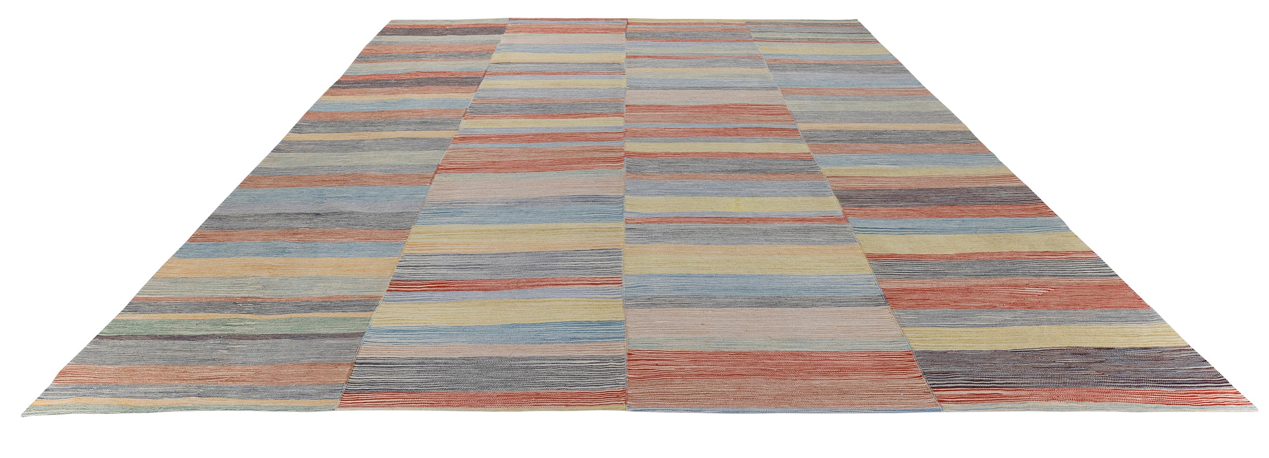Modern Colorblock Flatweave in Sand, Indigo, Brick, and Citron