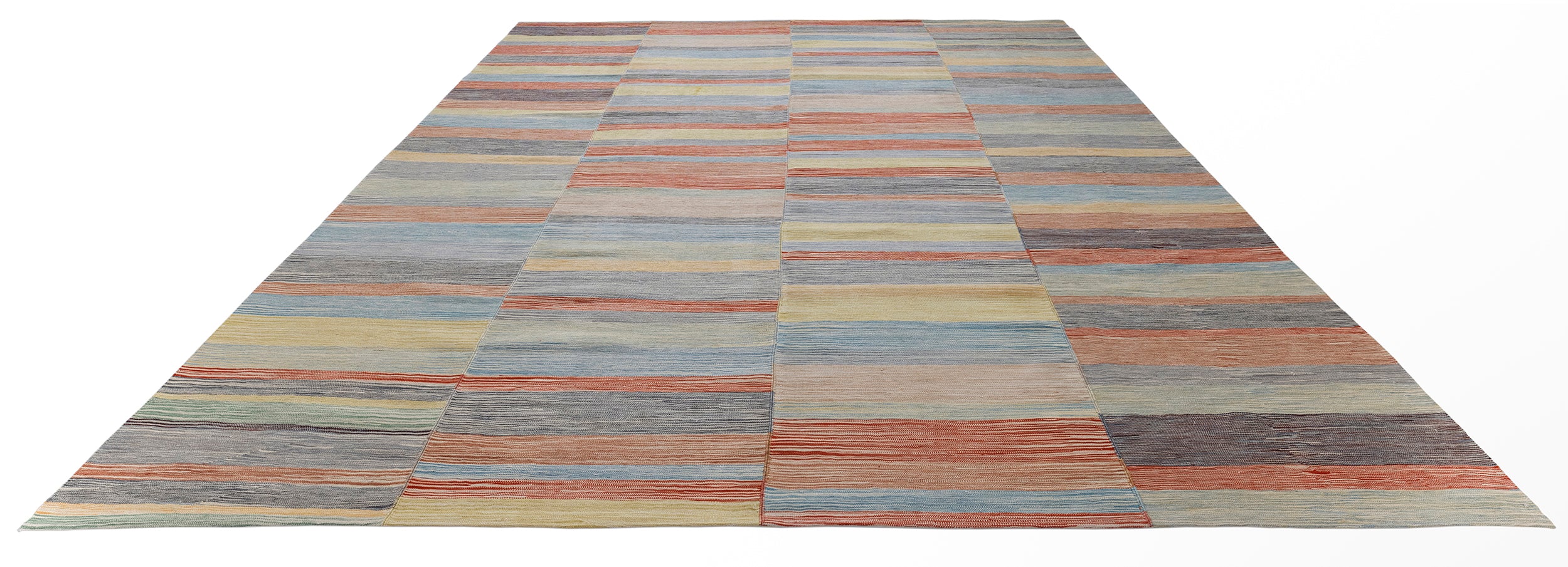 Modern Colorblock Flatweave in Sand, Indigo, Brick, and Citron