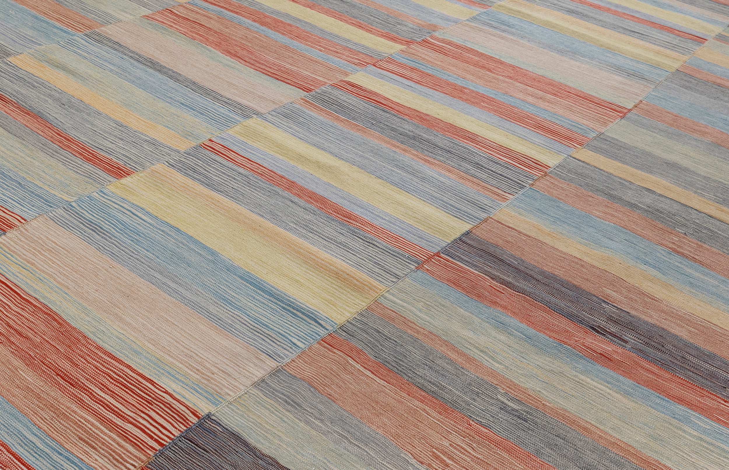 Modern Colorblock Flatweave in Sand, Indigo, Brick, and Citron