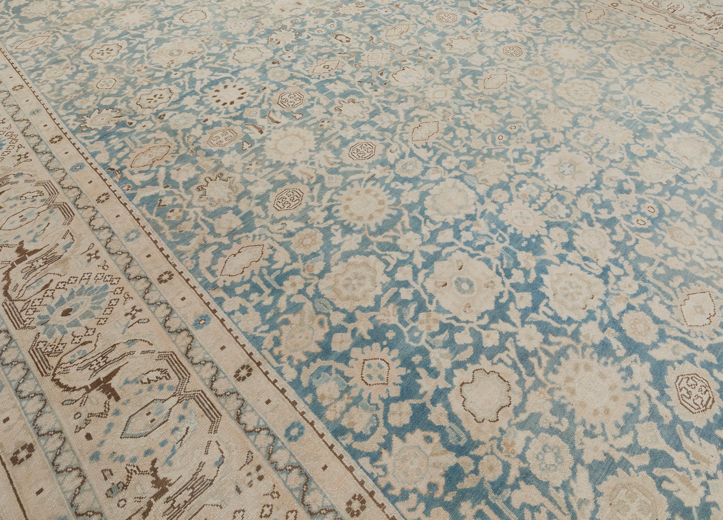 Pale Blue and Ivory Persian Rug with Classic Floral Medallion Design